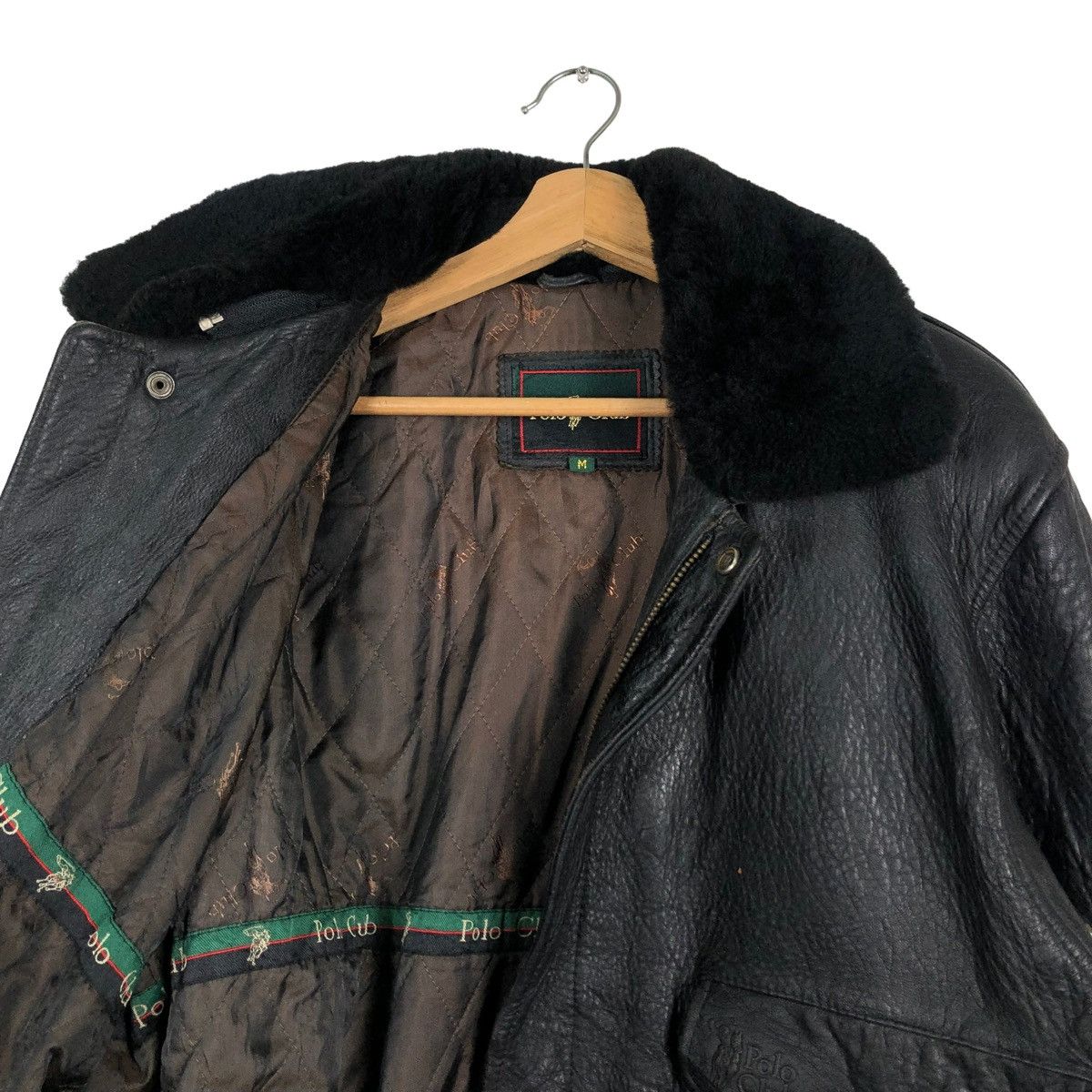 Japanese Brand RICH BLACK - VINTAGE BIKER LEATHER JACKET POLO CLUB BIGLOGO Size US M / EU 48-50 / 2 - 11 Thumbnail