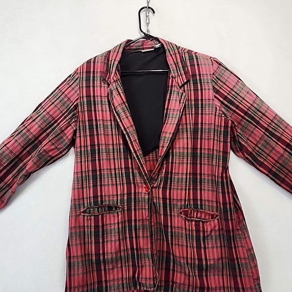 Vintage Newport News Vintage Plaid Button Up Women’s Blazer L Red Three-Button Sleeve One-Button Front Lined Career Office Size L / US 10 / IT 46 - 5 Thumbnail