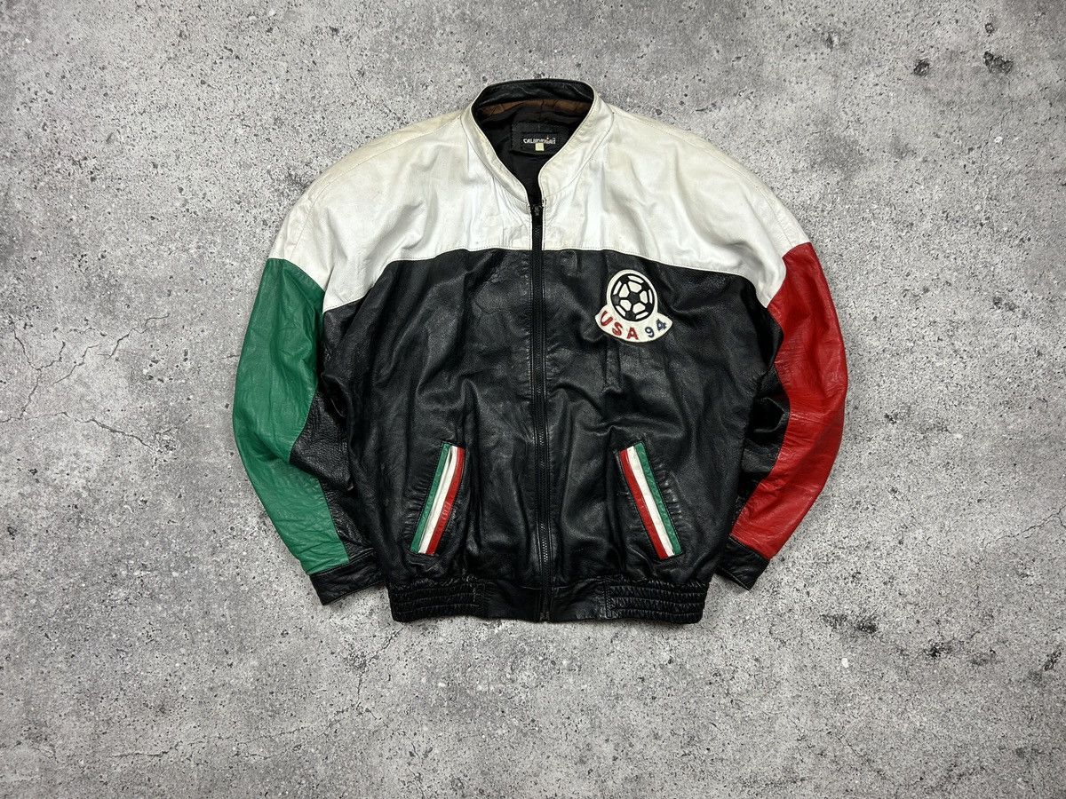 Mexicana × Vintage 1996 Mexico World Cup Usa Leather Jacket Size US L / EU 52-54 / 3 - 3 Thumbnail