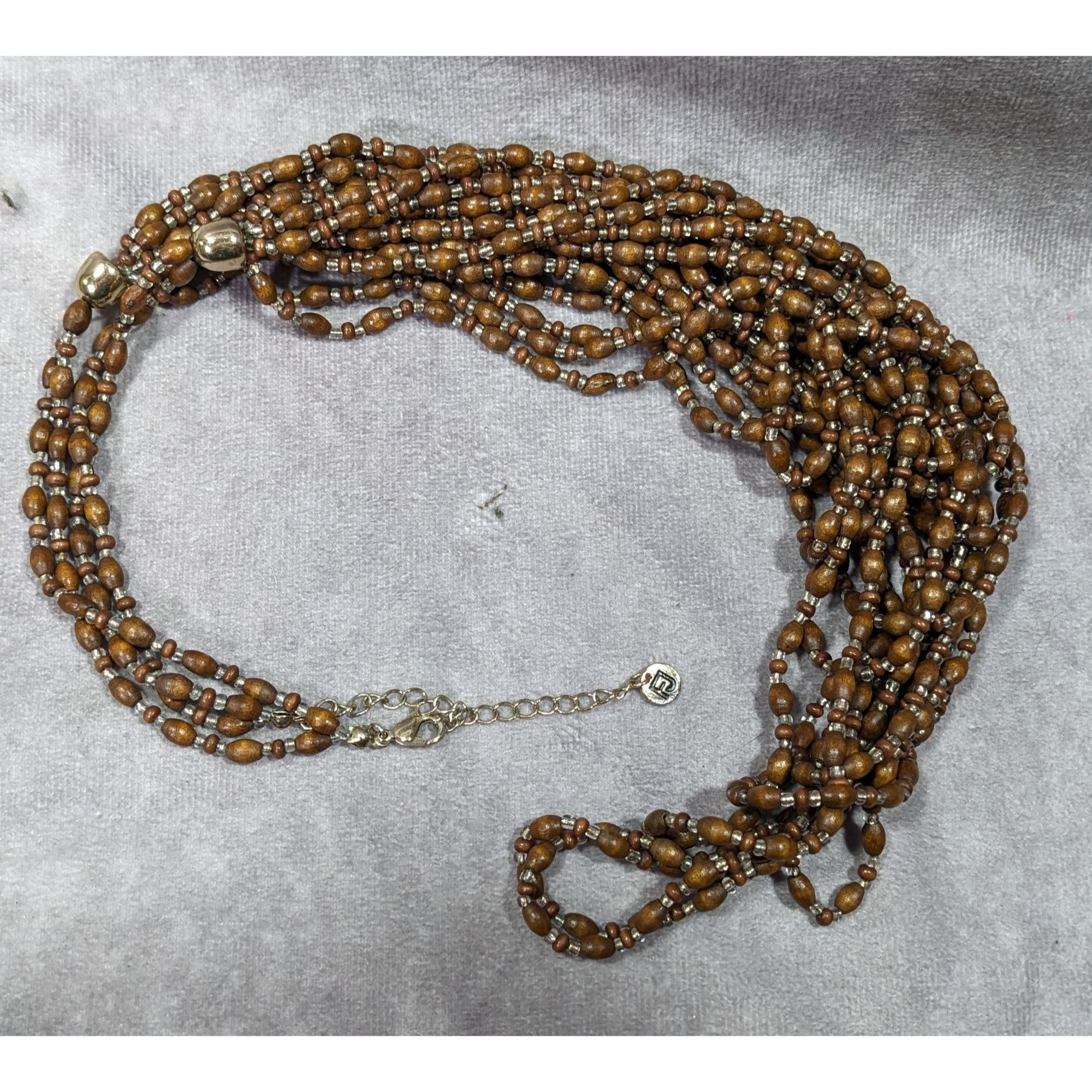 Other FJ Bohemian Brown Wood And Glass Beaded Multilayer Necklace Size ONE SIZE - 10 Thumbnail