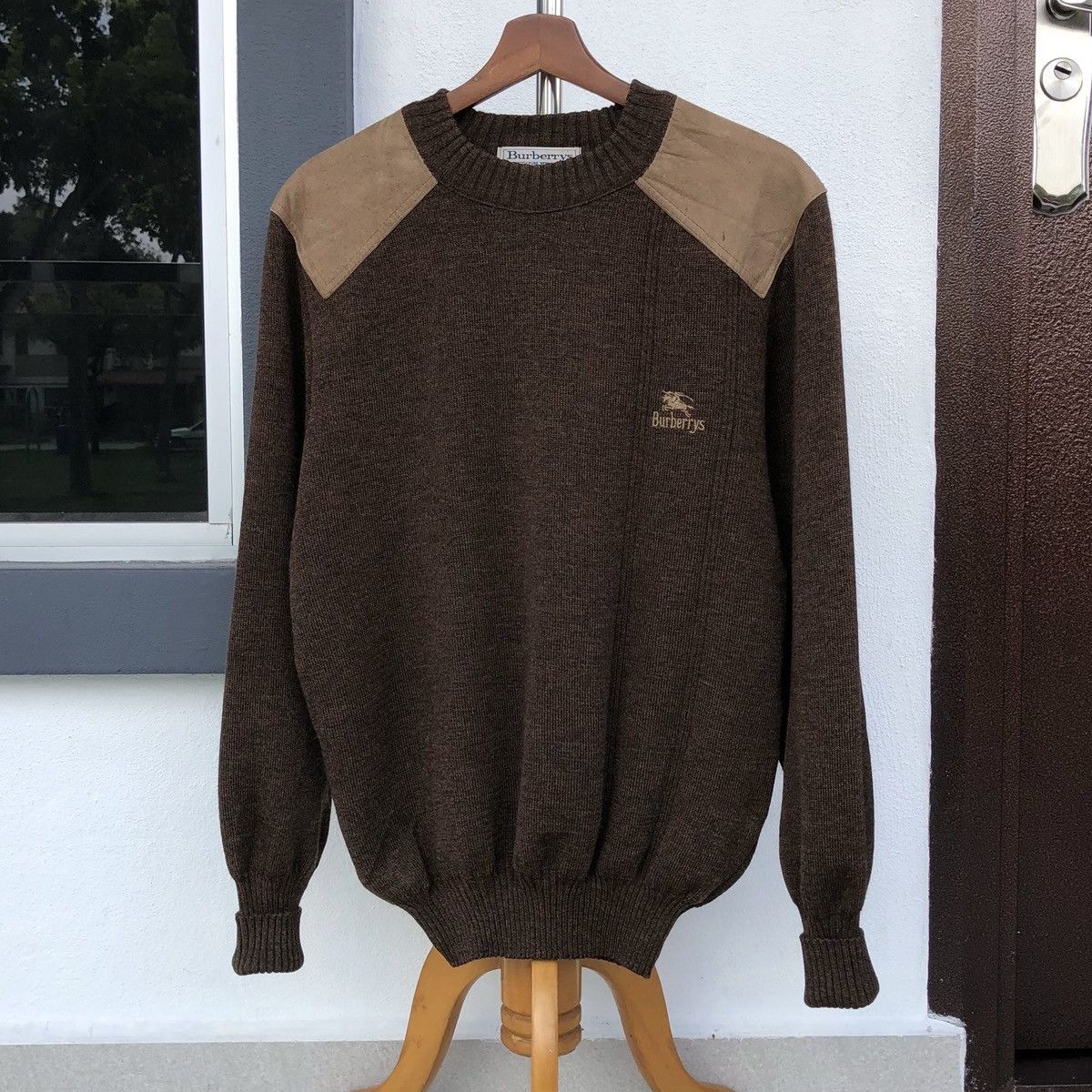 Burberry Vintage Burberrys Suede Elbow Patches 100% Pure New Wool Size US M / EU 48-50 / 2 - 1 Thumbnail