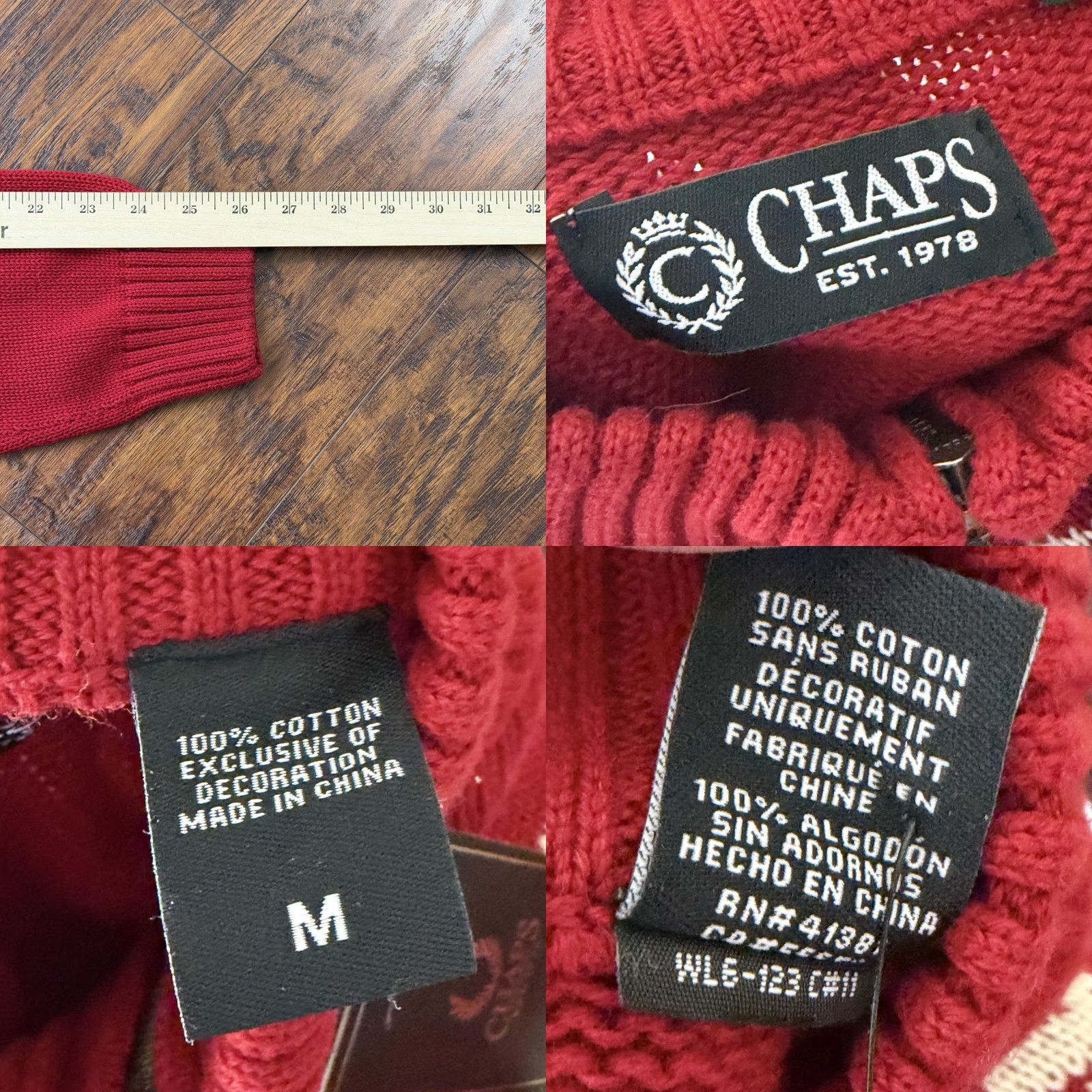 Chaps Chaps Ralph Lauren Sweater Mens M Red Nordic 1/4 Zip Knit Winter Classic Size US M / EU 48-50 / 2 - 9 Thumbnail