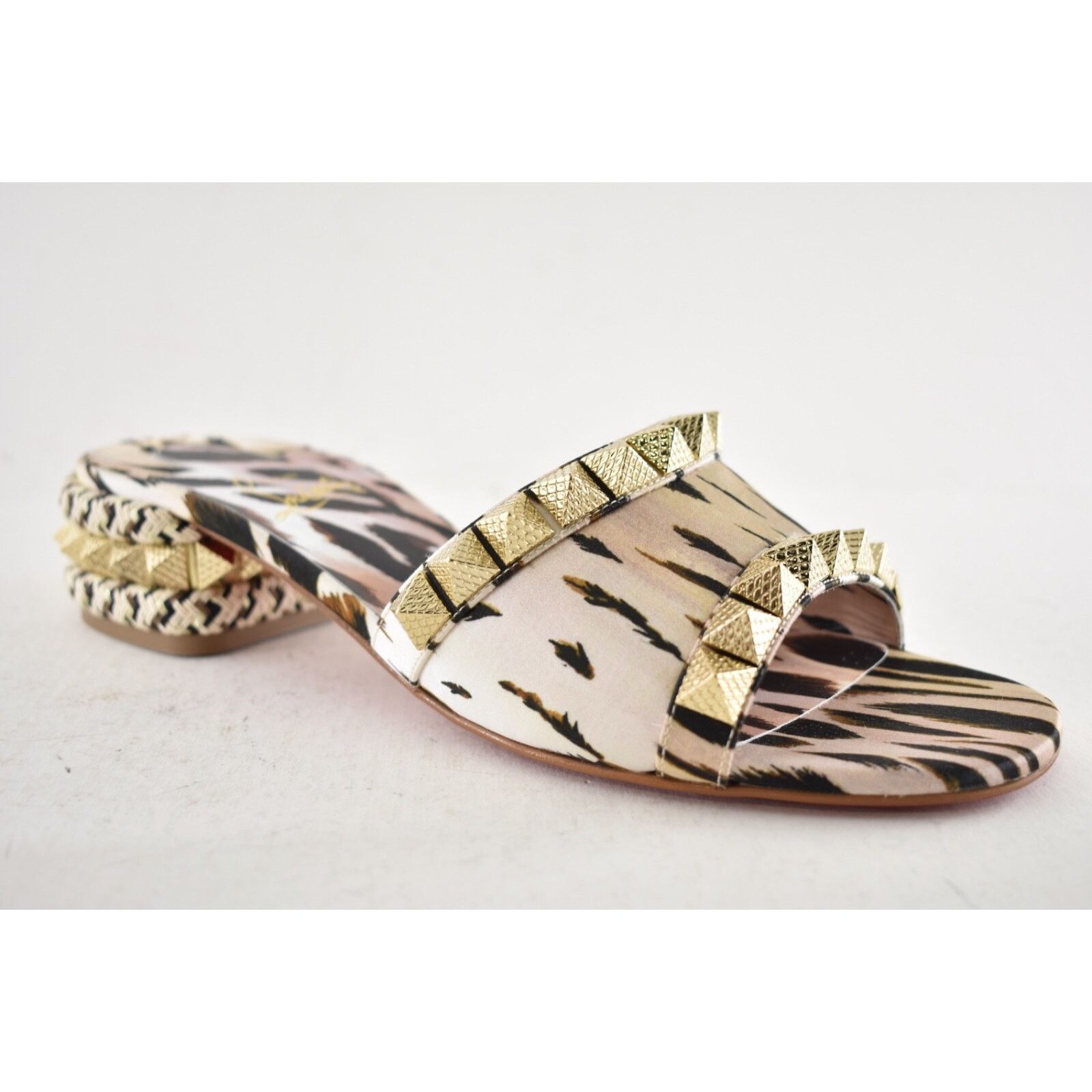 Christian Louboutin Christian Louboutin Pyramule 30 Leopard Gold Stud Block Size US 8.5 / IT 38.5 - 5 Thumbnail