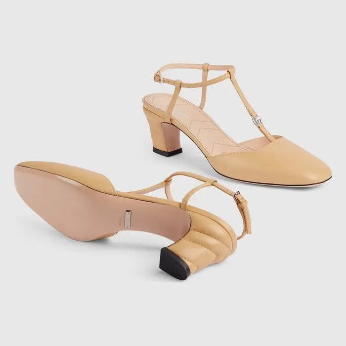 Gucci o1s1wg110425 Double G Slingback Pumps in Beige Size US 12 / IT 42 - 5 Thumbnail