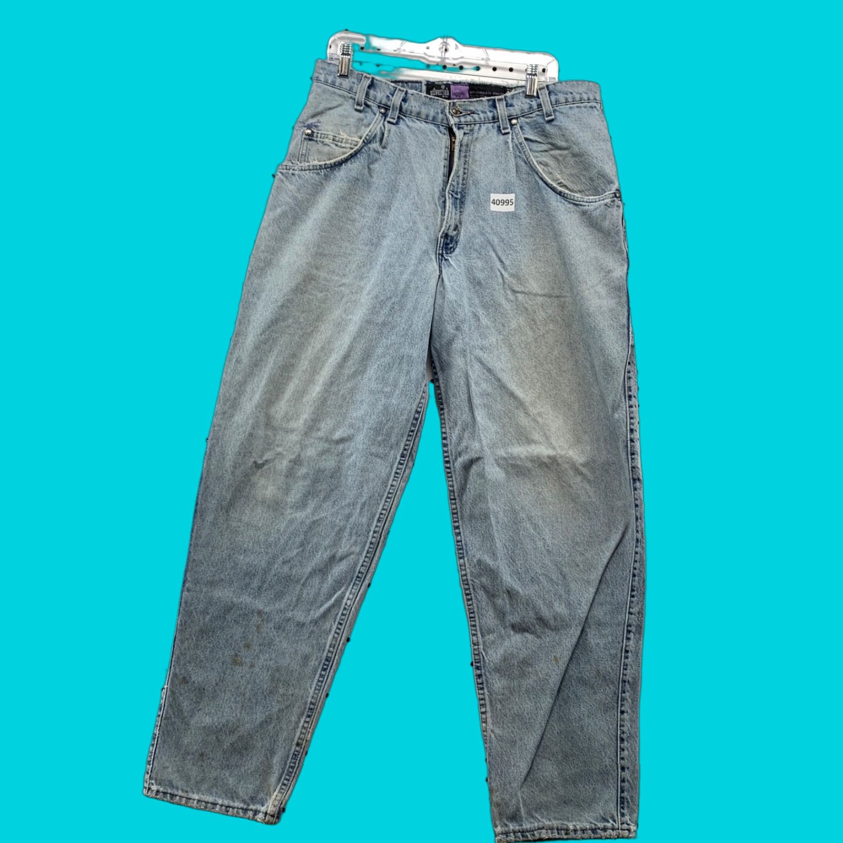 94年USA製 LEVI'S SILVER TAB BAGGY 34×30 Levi's 94 Baggy Distressed Silvertab Jeans in Light Wash
