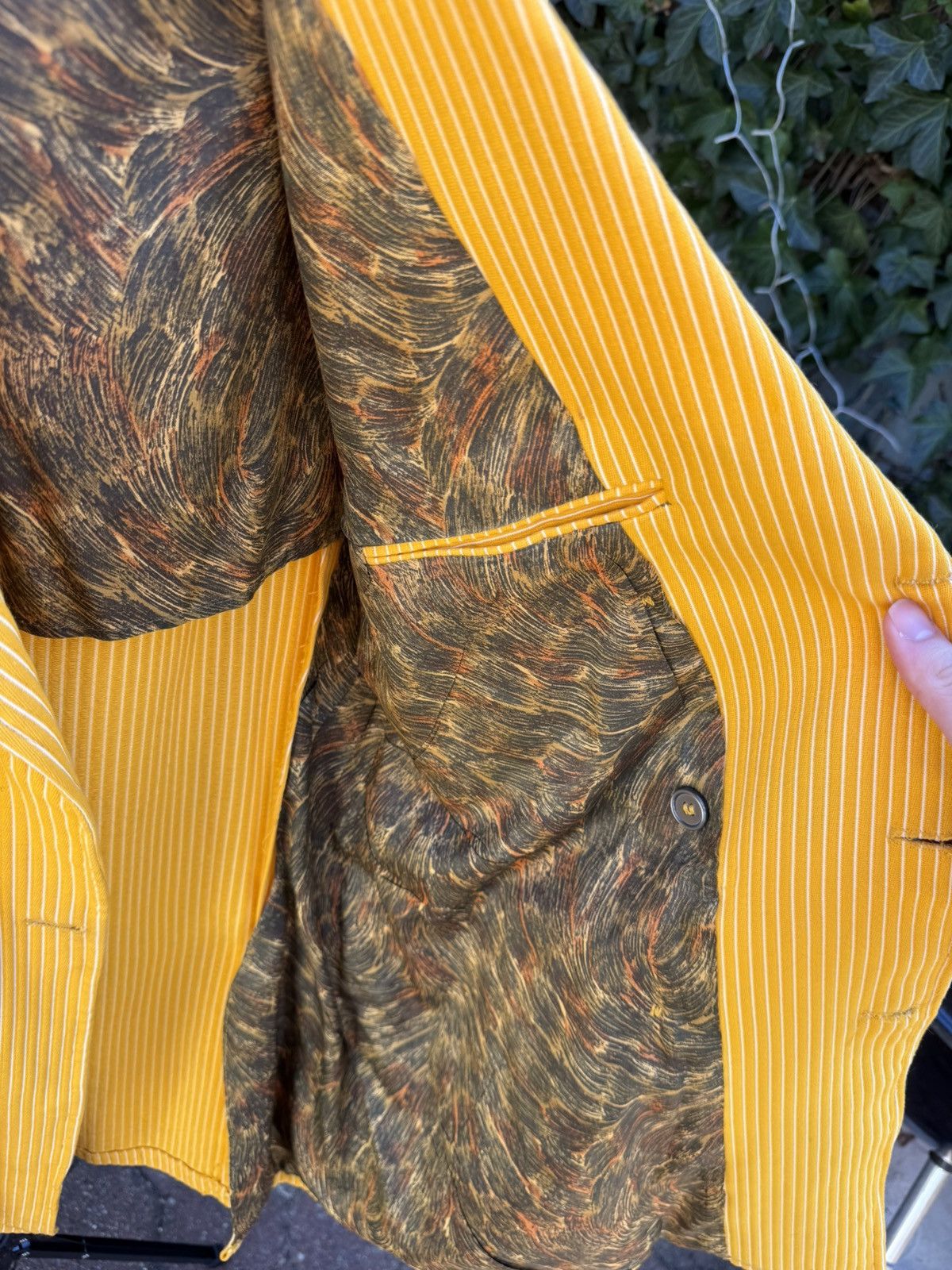 Vintage Vintage Yellow Pimp Jacket Stripped Shell Buttons 1960s 70s Size 42L - 7 Thumbnail