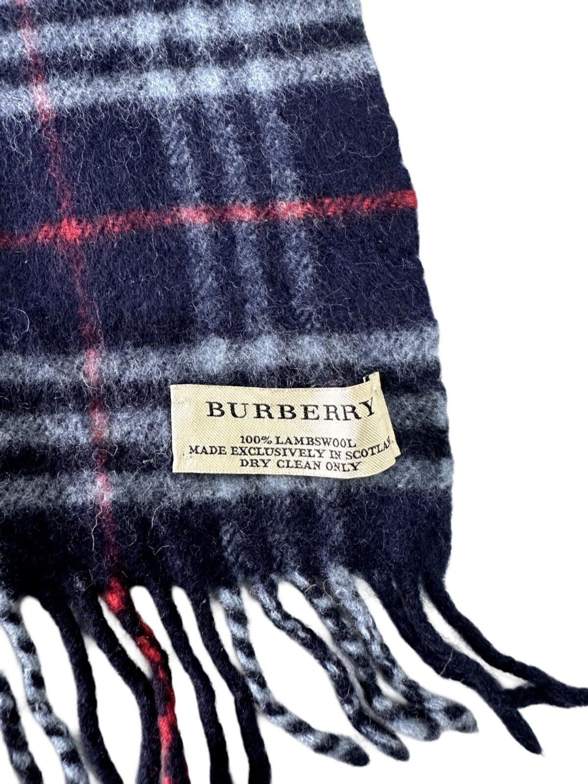 Burberry Burberry Authentic Scarf BLUE 100% Lambswool Unisex Scarf M Size ONE SIZE - 3 Thumbnail