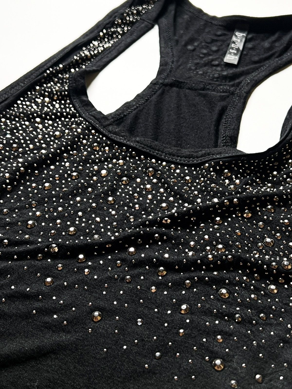 Japanese Brand b.r.u.s.h. Metallic Rhinestone Studded Tank Top Y2K Grunge Size M / US 6-8 / IT 42-44 - 3 Thumbnail