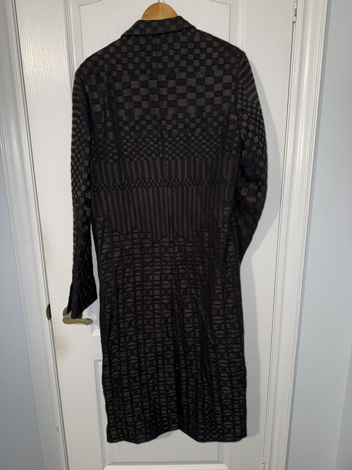 Haider Ackermann Black Brown Geometric Printed Wool And Silk Coat Size US M / EU 48-50 / 2 - 2 Thumbnail