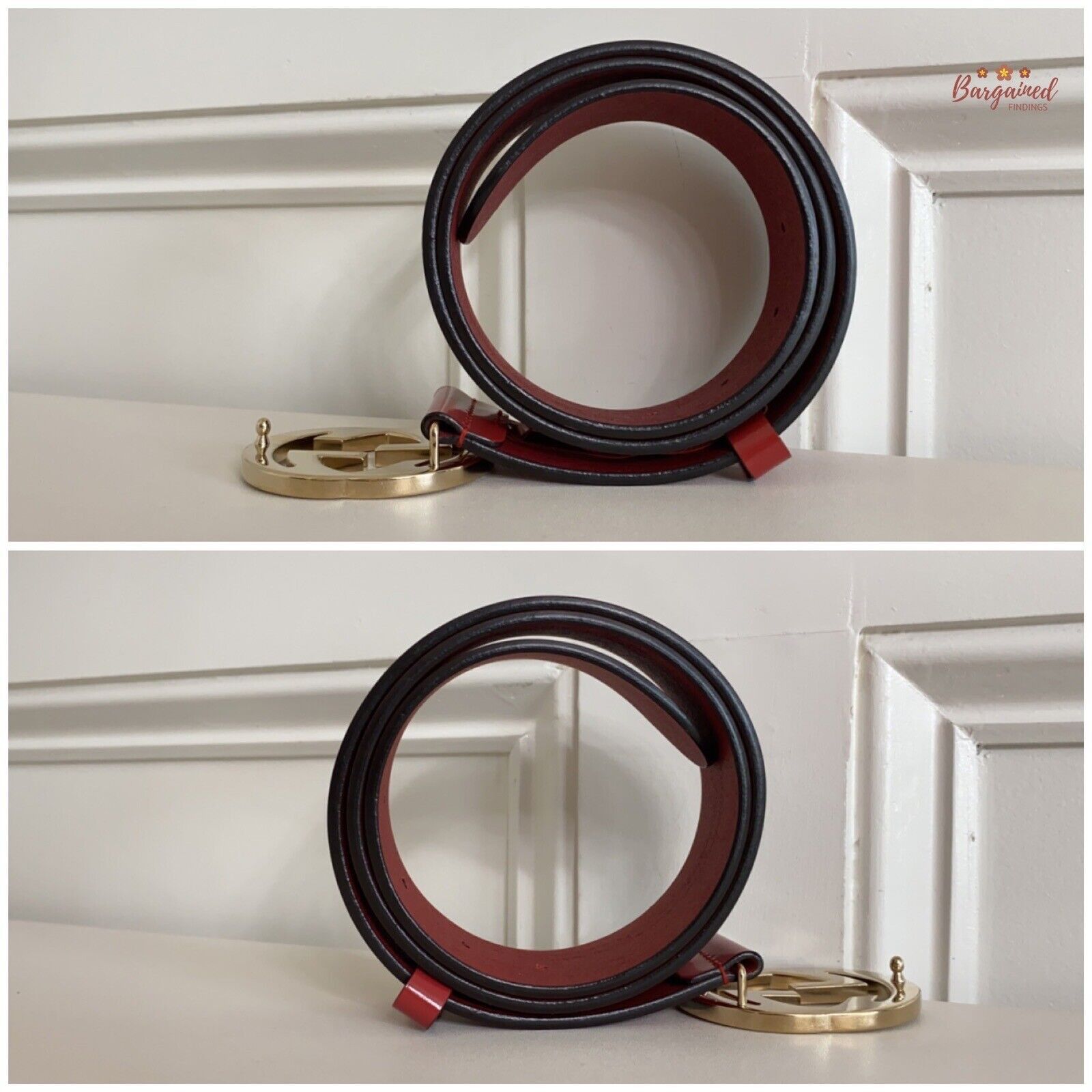 Gucci GUCCI Red Glossy Leather Gold Interlocking G Buckle Belt Size ONE SIZE - 4 Thumbnail