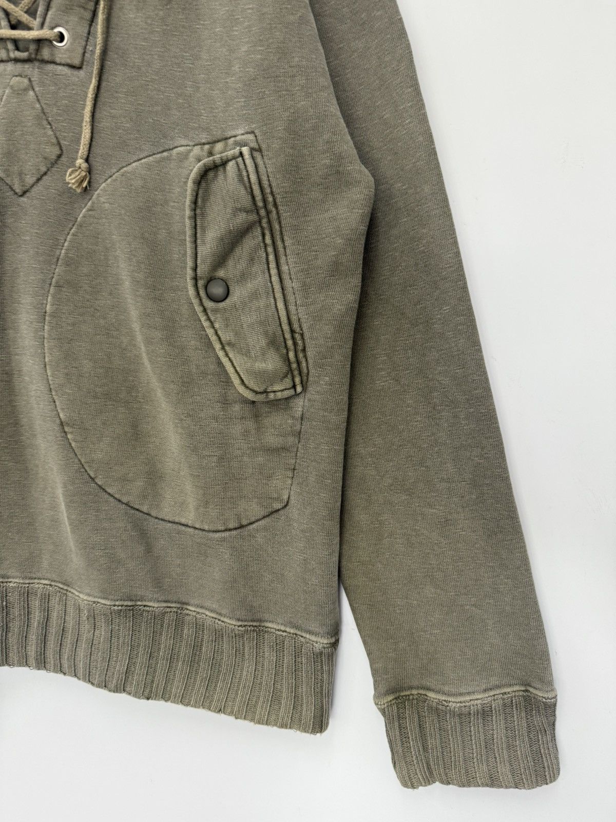 Japanese Brand 🔥 Kriff Mayer Military Hoodie Olive Green Lace-Up Neckline Size US M / EU 48-50 / 2 - 2 Thumbnail