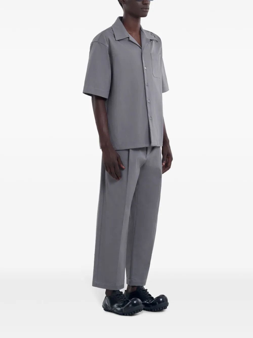 Marni o1w1db11125 Piqué-Weave Shirt in Grey Size US S / EU 44-46 / 1 - 5 Thumbnail