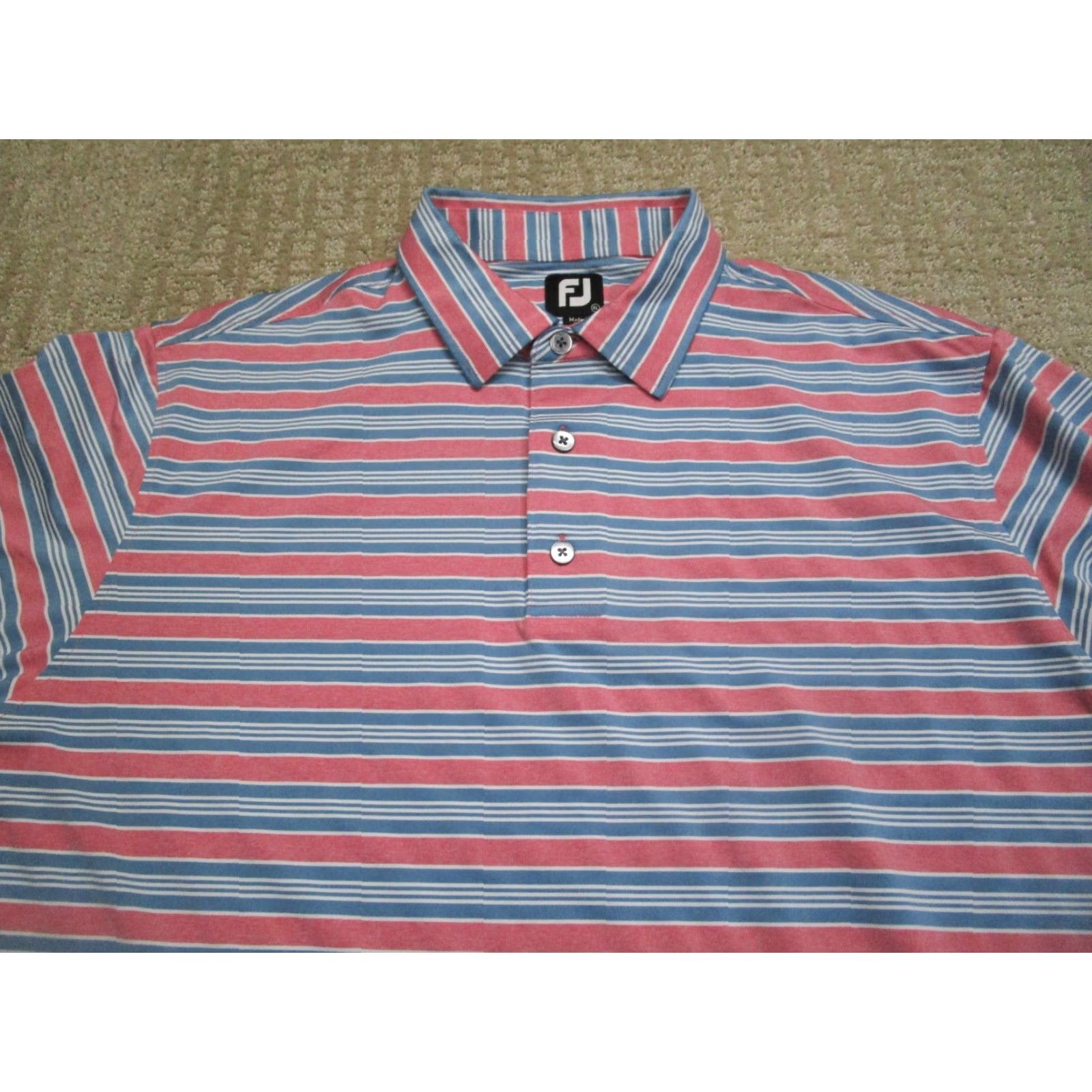 Footjoy FootJoy Polo Shirt Men XL Pink Striped Logo Golf Performance Regular Fit Short Sleeve Polo Size US XL / EU 56 / 4 - 2 Thumbnail