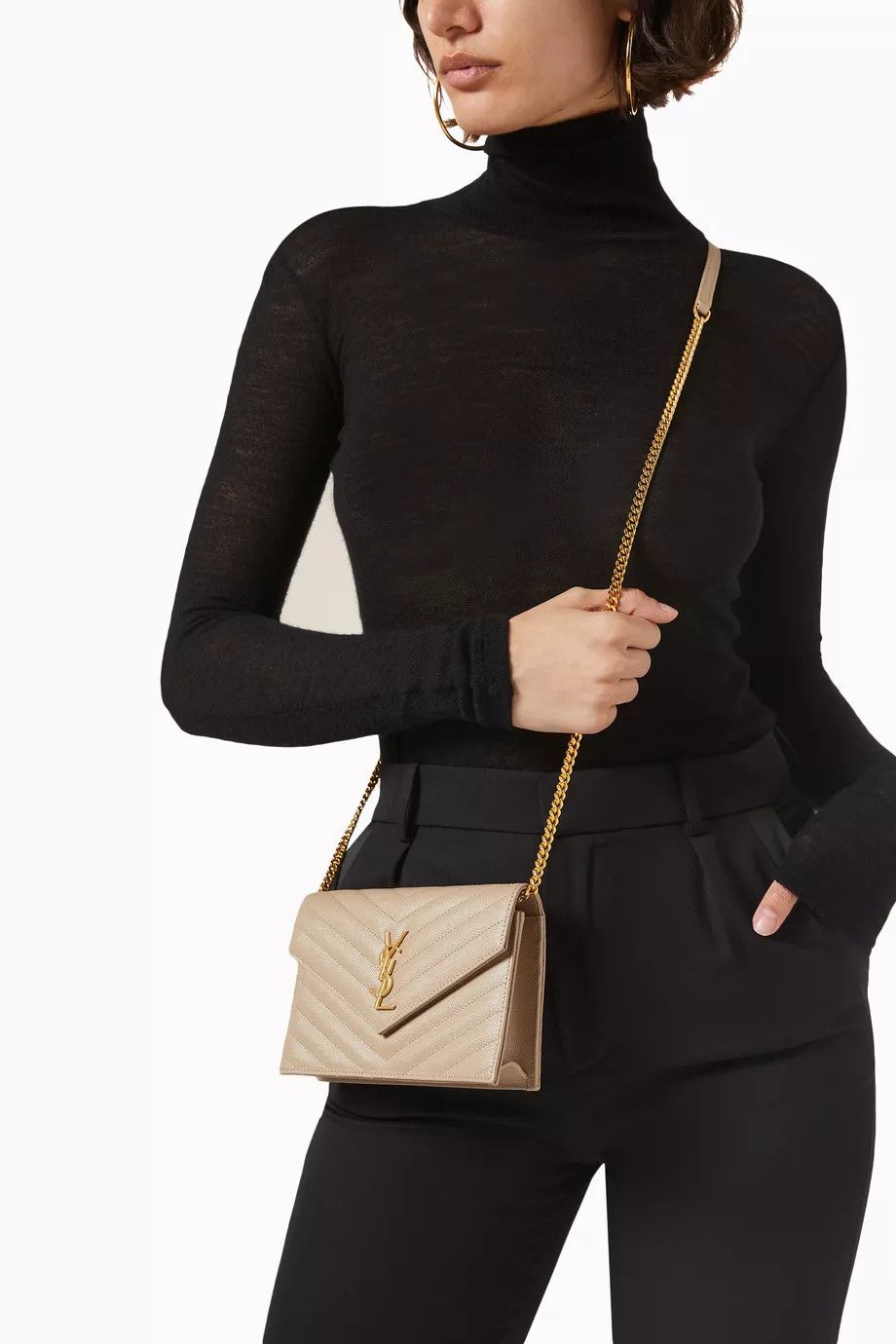Saint Laurent Paris o1tp1o1224 Size: OS/Cassandre Envelope Chain Wallet in Beige Size ONE SIZE - 5 Thumbnail