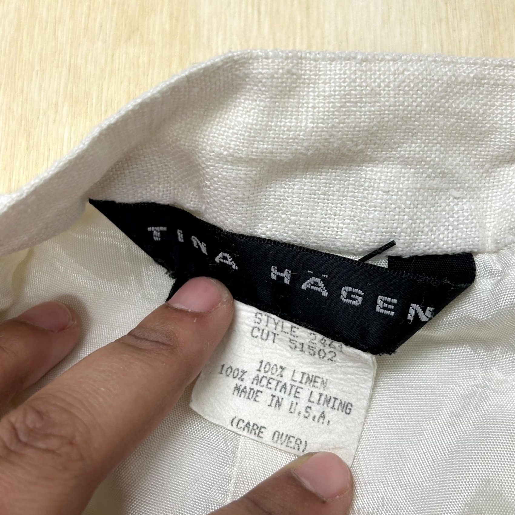 Vintage VINTAGE Tina Hagen Skirt Womens Small White Linen Pencil Knee Length USA Summer Size 28" / US 6 / IT 42 - 3 Thumbnail