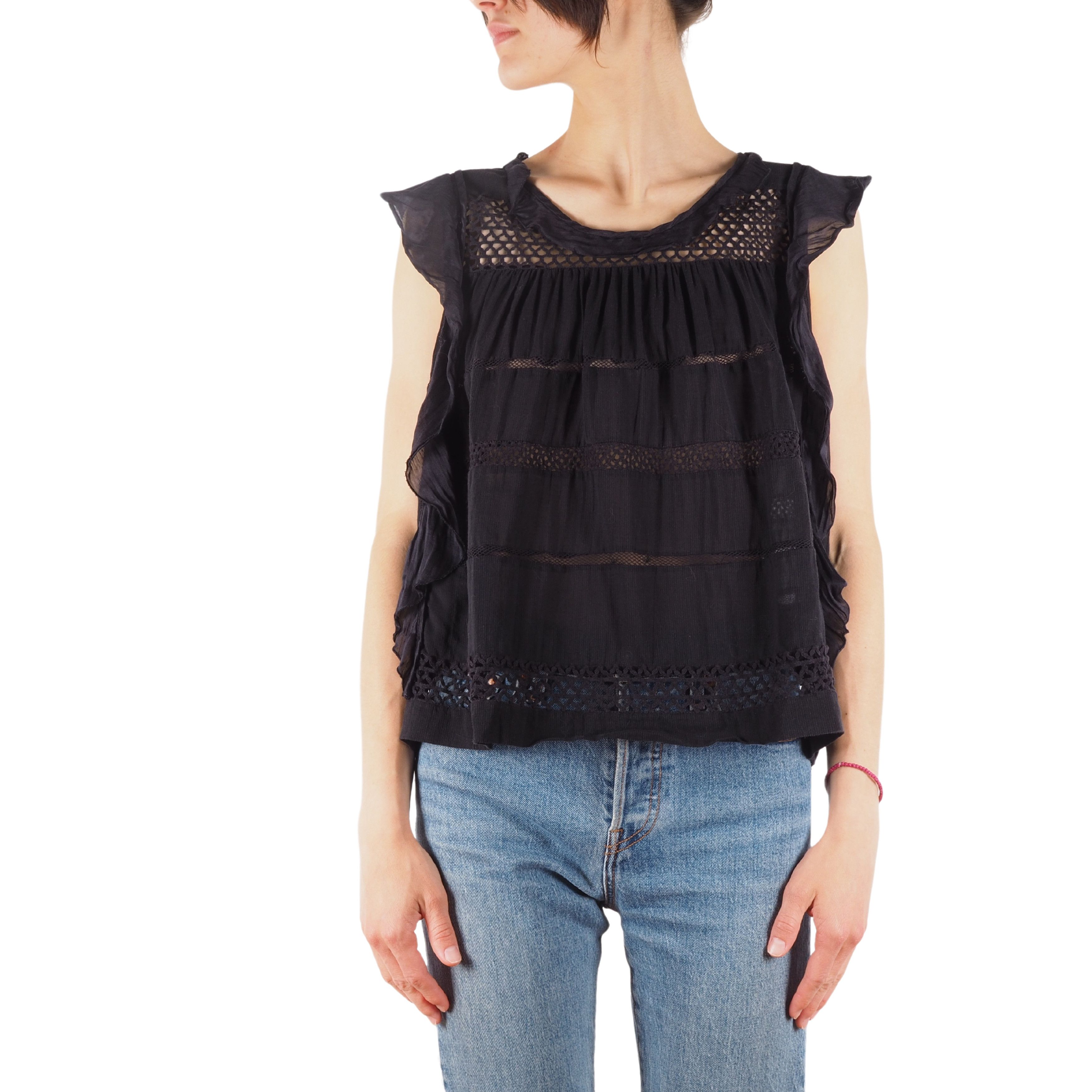 Isabel Marant Isabel Marant Etoile Clara Flutter Black Sheer Blouse Top Size M / US 6-8 / IT 42-44 - 1 Thumbnail