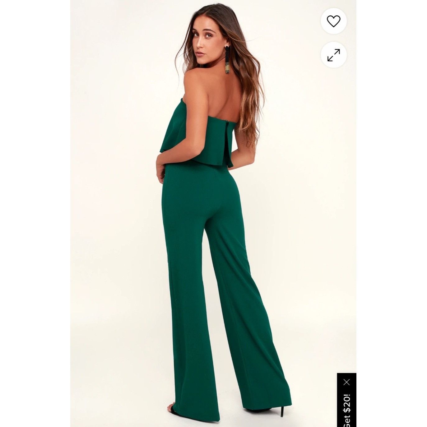 Lulus Lulus Strapless Emerald Green Jumpsuit With Flounce Top & Wi Size 26" / US 2 / IT 38 - 2 Thumbnail
