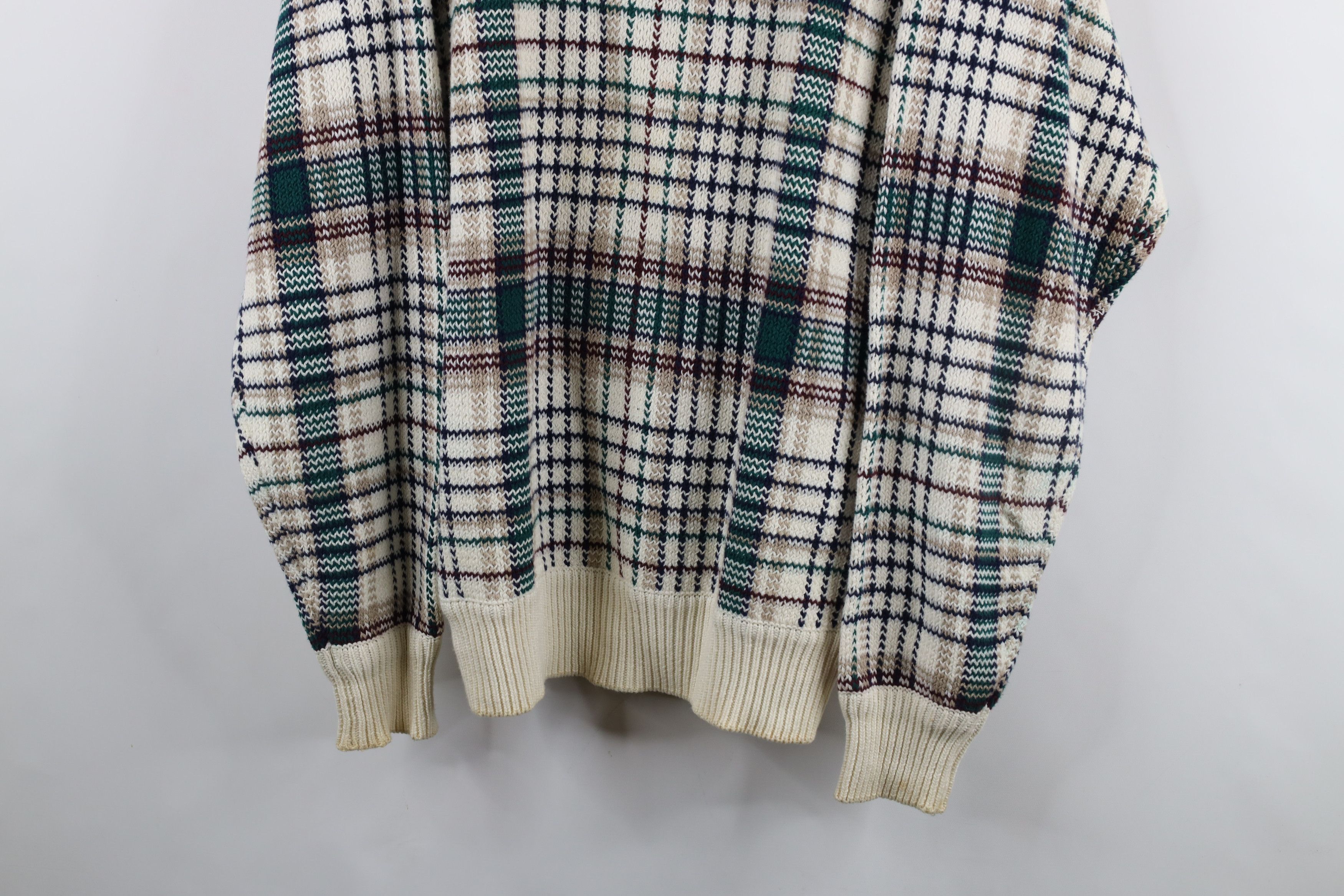 Vintage Vintage 90s Streetwear Cotton Knit Crewneck Sweater Plaid Size US XL / EU 56 / 4 - 3 Thumbnail