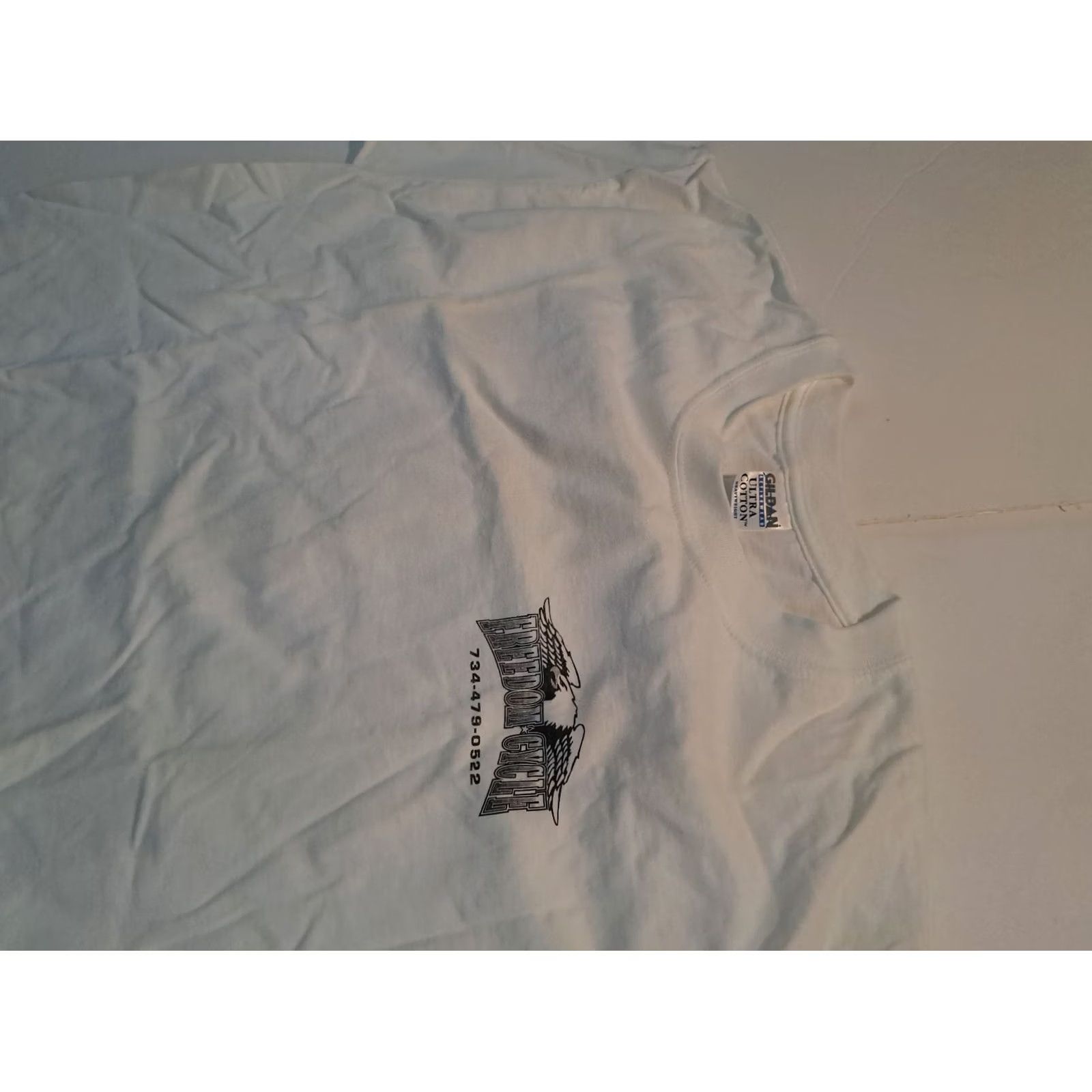 Gildan Freedom Cycle Harley-Davidson Dealer T-Shirt Large White Motorcycle Mens L Size US L / EU 52-54 / 3 - 4 Thumbnail