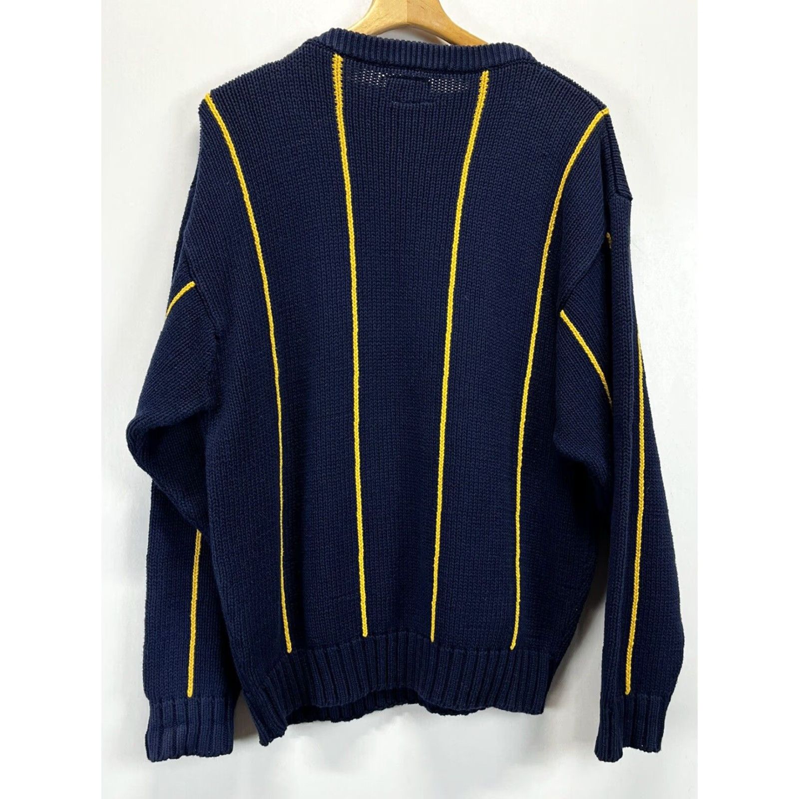 Tommy Hilfiger VINTAGE Tommy Hilfiger Sweater Men M Blue Striped Chunky-Knit Oversized Pullover 90s Mens Size US M / EU 48-50 / 2 - 2 Thumbnail