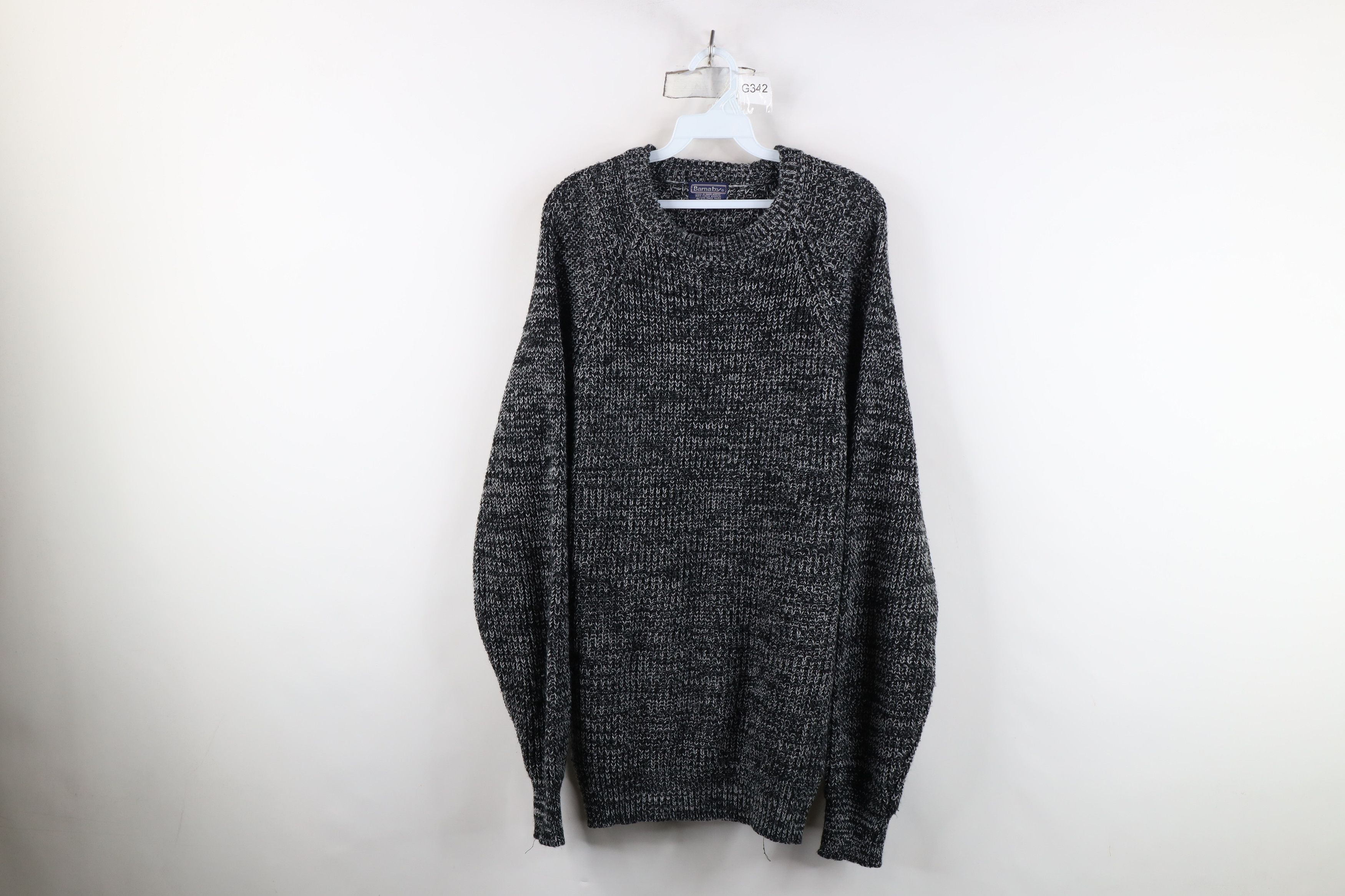 Vintage Vintage 90s Streetwear Ribbed Knit Crewneck Sweater Black Size US XL / EU 56 / 4 - 1 Thumbnail