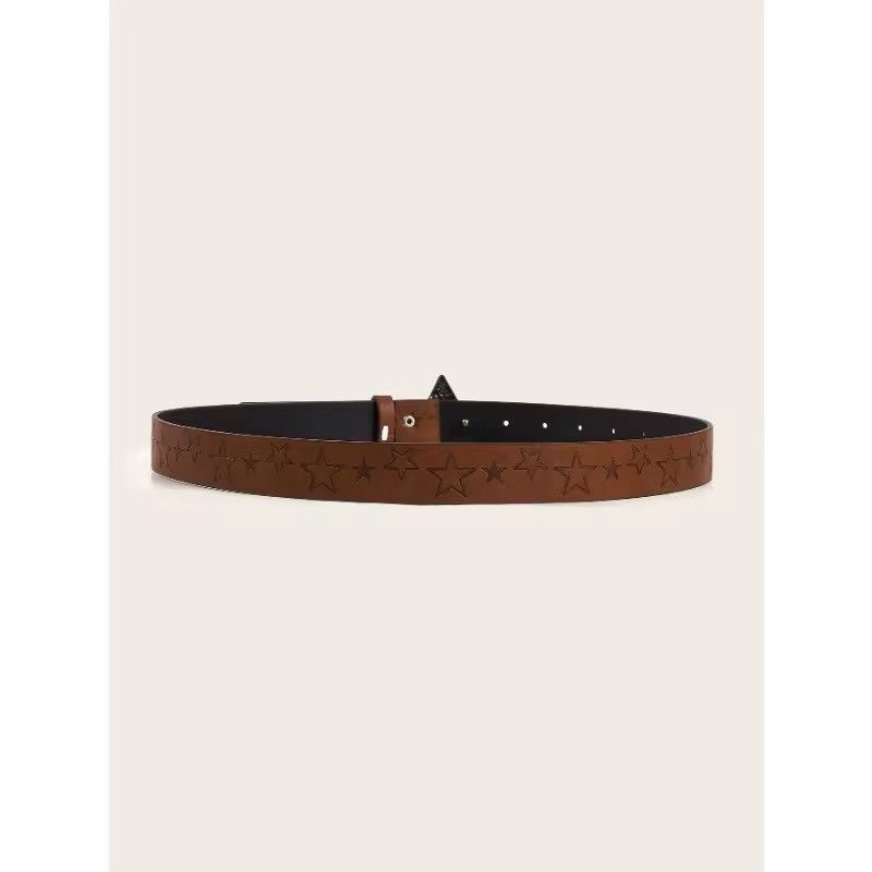 Japanese Brand × Vintage Versatile Brown Texture Star Button Belt Size ONE SIZE - 3 Thumbnail