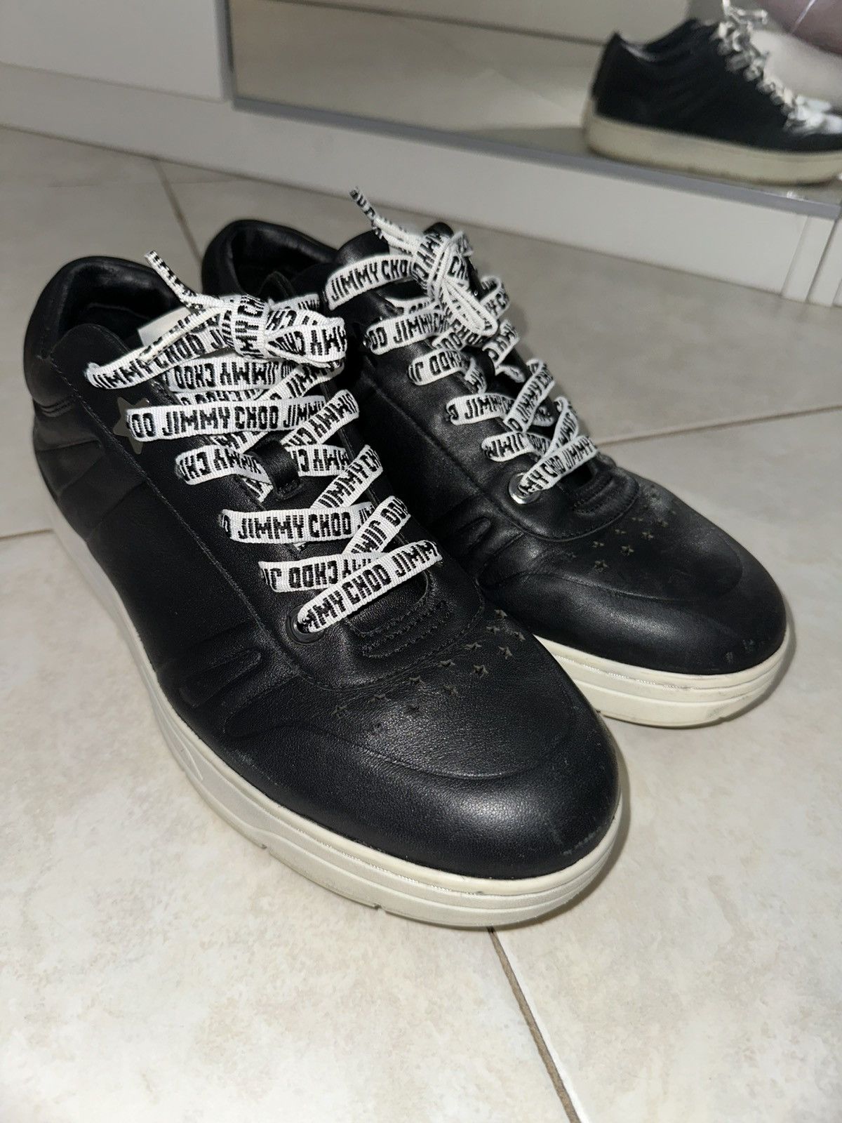 Jimmy Choo Jimmy Choo black leather sneakers 42.5 Size US 9.5 / EU 42-43 - 2 Thumbnail