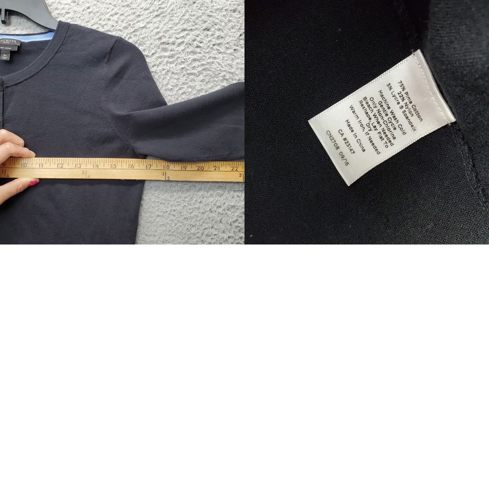 Talbots Talbots Cardigan Sweater Women PS Black Pima Cotton Ribbed Hem/Cuff Button Front Size S / US 4 / IT 40 - 8 Thumbnail
