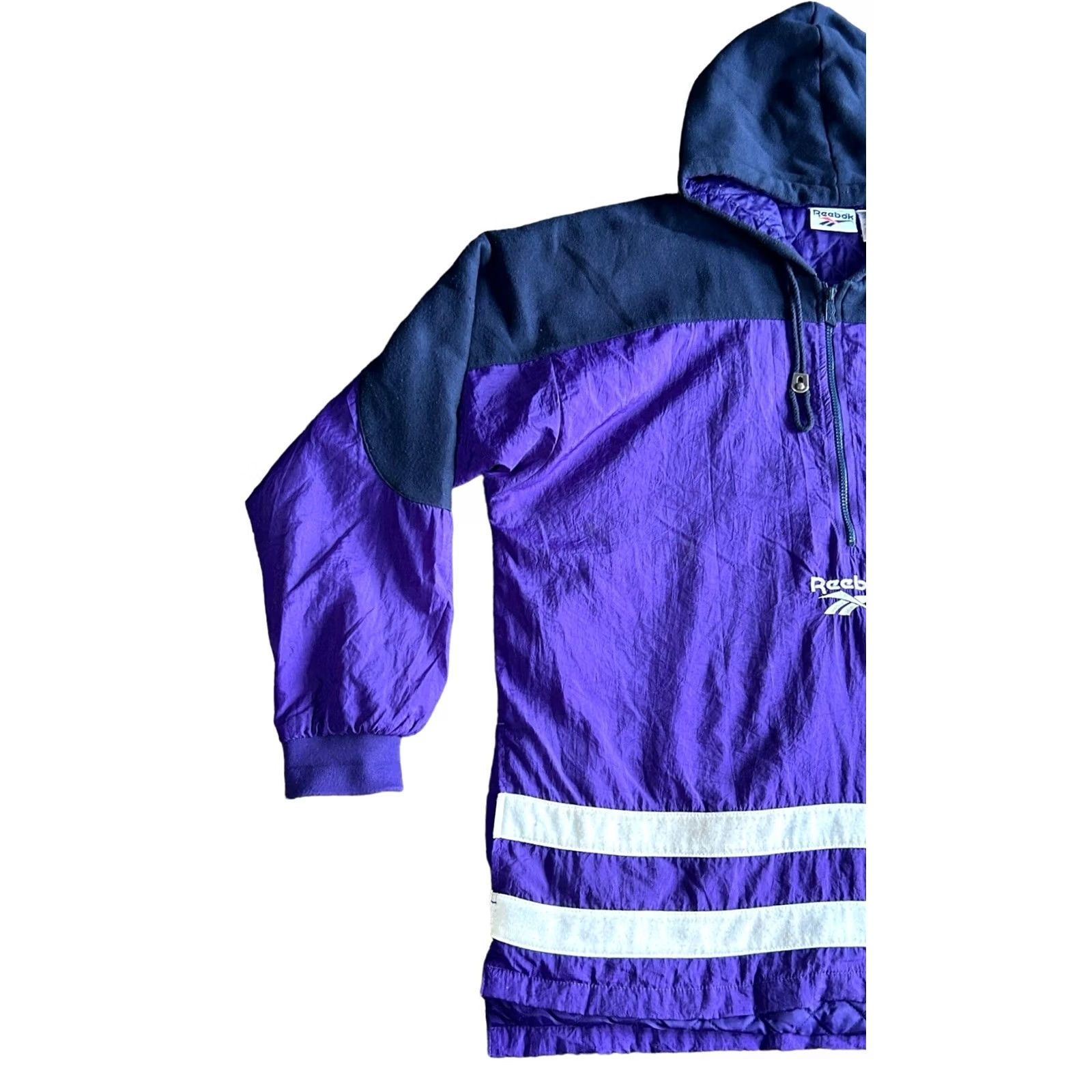 Reebok Reebok Men's Vintage Purple 1/2 Zip Hooded Windbreaker Puffy Jacket Large Y2K Size US L / EU 52-54 / 3 - 2 Thumbnail
