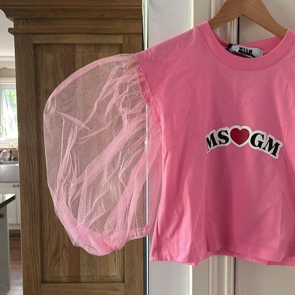 MSGM MSGM ITALY cotton Pink Balloon Sleeves T-Shirt SSENSE small Size S / US 4 / IT 40 - 11 Thumbnail