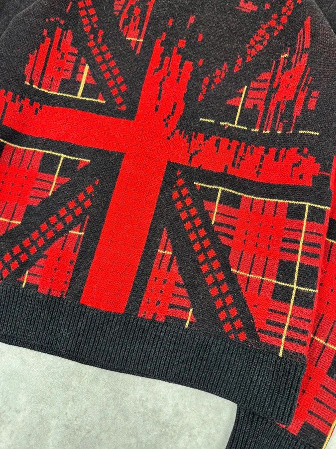 Alexander McQueen AW2012 Alexander Mcqueen Black & Red UK Flag Destructured Sweater Size US L / EU 52-54 / 3 - 4 Thumbnail