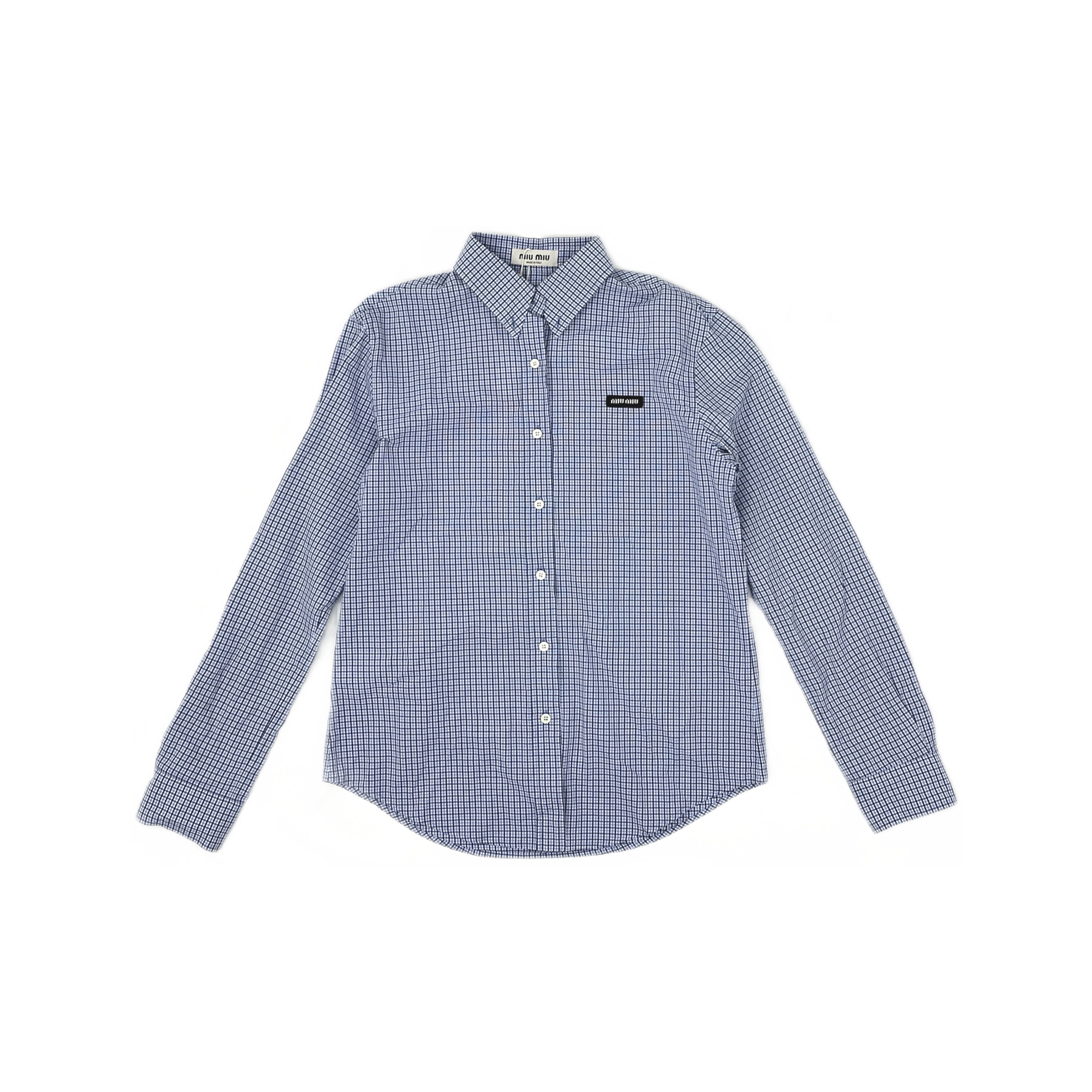 Miu Miu Miu Miu Gingham Check Logo Button Up Shirt Size 40 Size S / US 4 / IT 40 - 1 Thumbnail