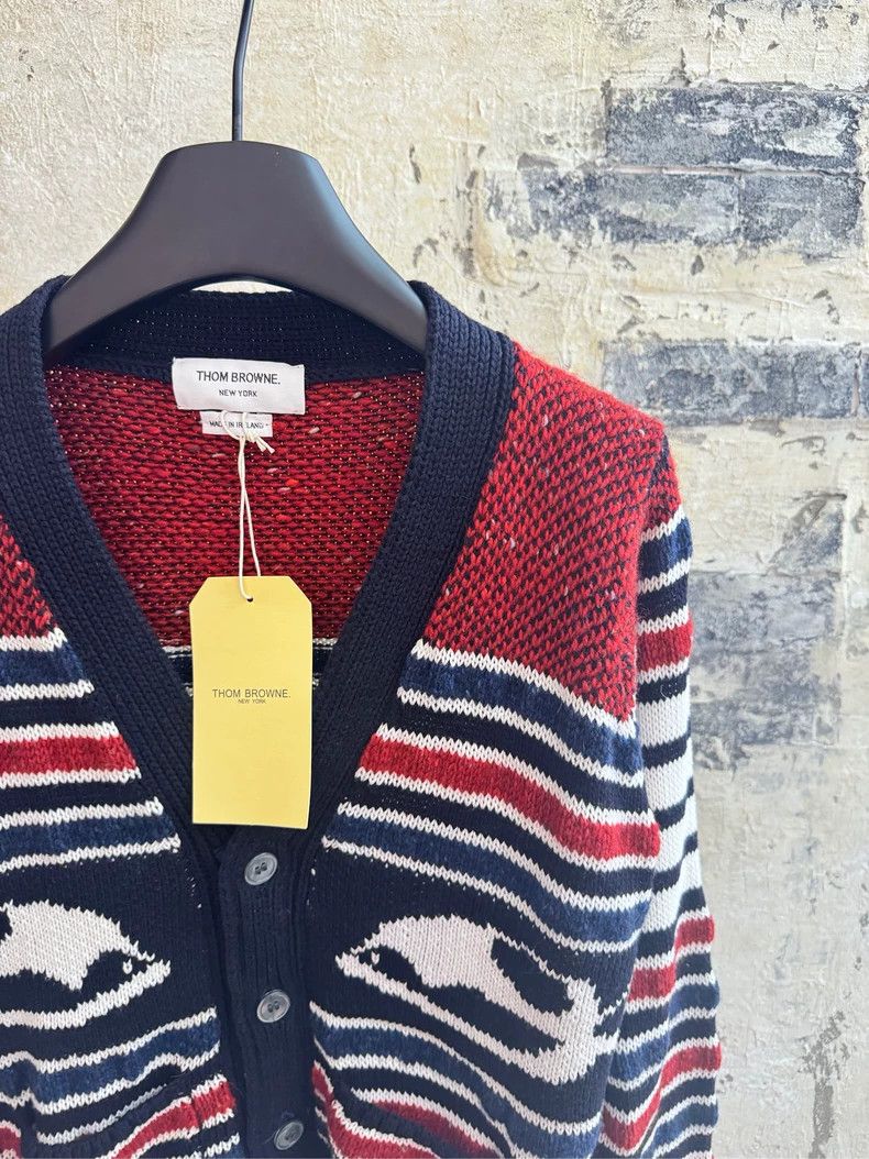 Thom Browne Thom Browne Plaid striped V-neck knit cardigan Size US M / EU 48-50 / 2 - 2 Thumbnail