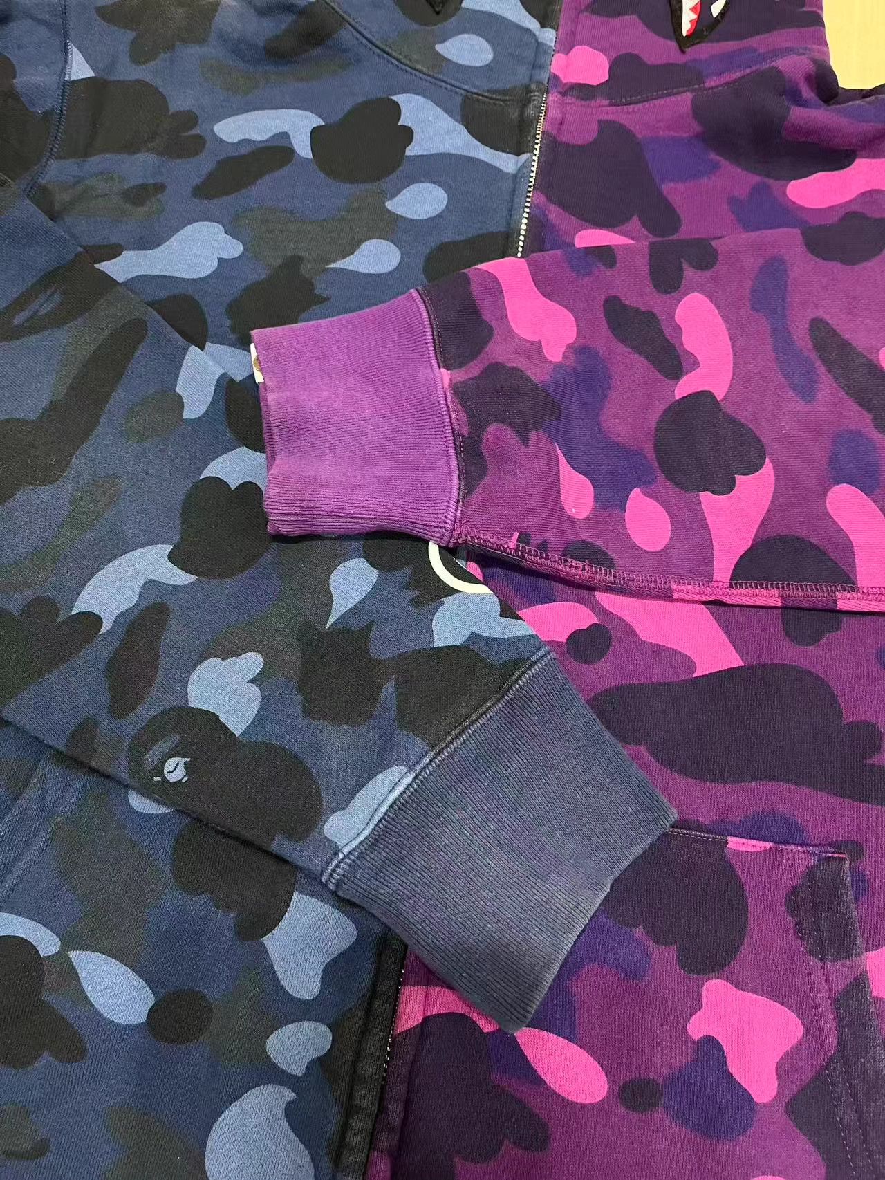 Bape Bape Blue & Purple Camo Panel Shark Hoodie K5 Size US XL / EU 56 / 4 - 5 Thumbnail