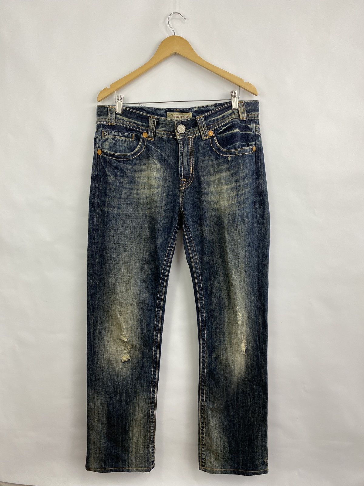 4GSELLER 🇯🇵 Y2K MEK Denim USA Trashed Faded Japan Style Jeans Rare Size US 34 / EU 50 - 9 Thumbnail
