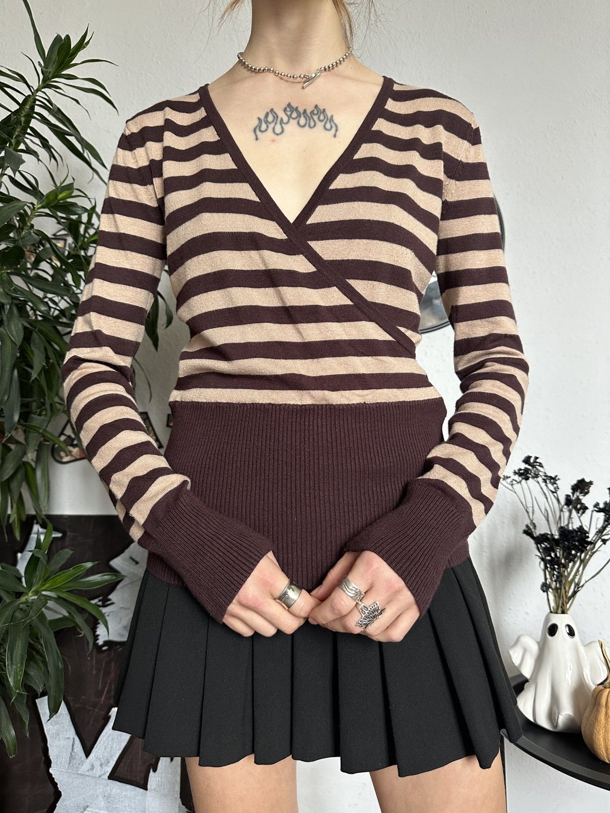 Japanese Brand × Seditionaries Striped Waist Stitch Wrapped Office Siren Pullover Sweater Size S / US 4 / IT 40 - 5 Thumbnail