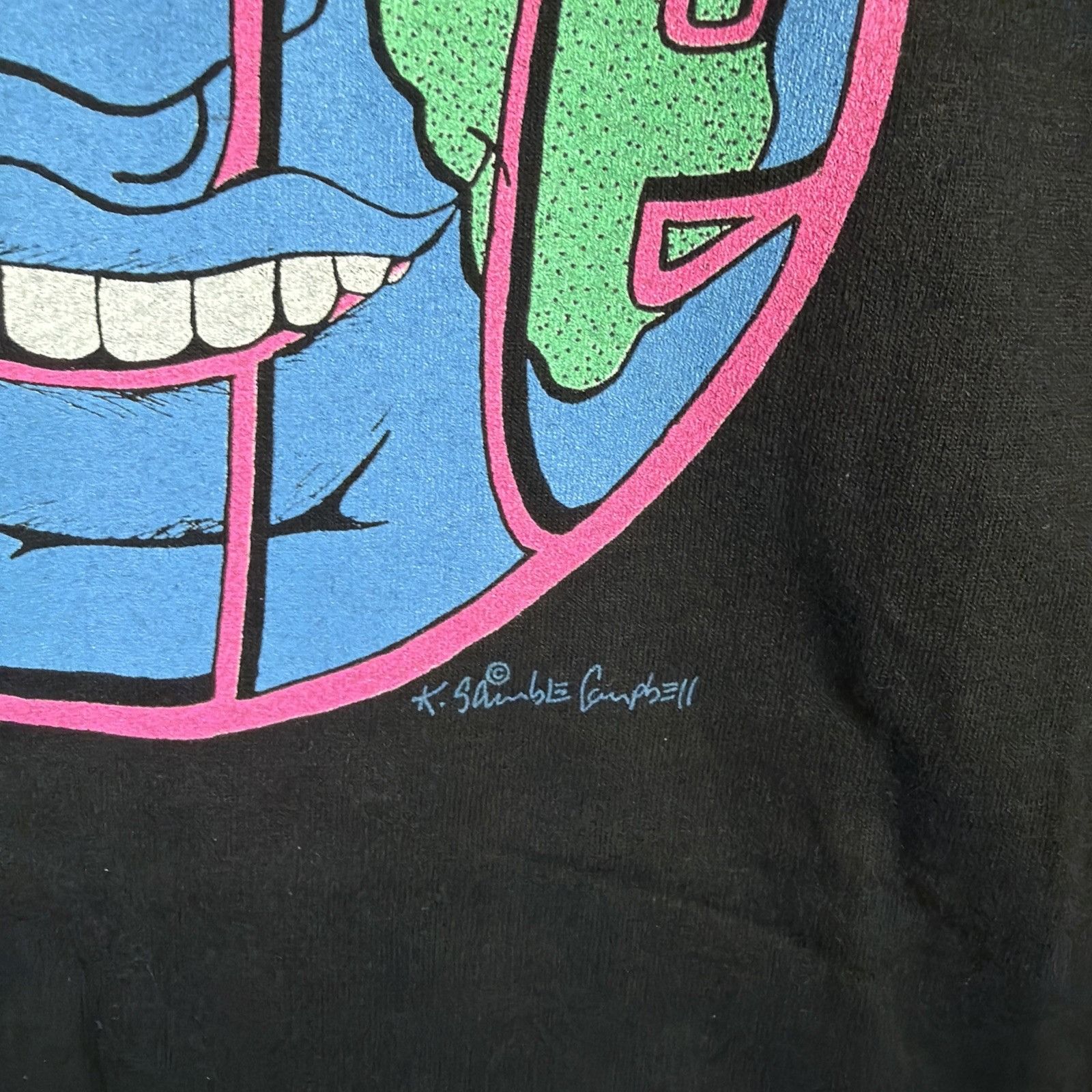 Fruit Of The Loom Vintage Earth Shirt XL Black 90s Planet Love Art Abstract Size US XL / EU 56 / 4 - 5 Thumbnail