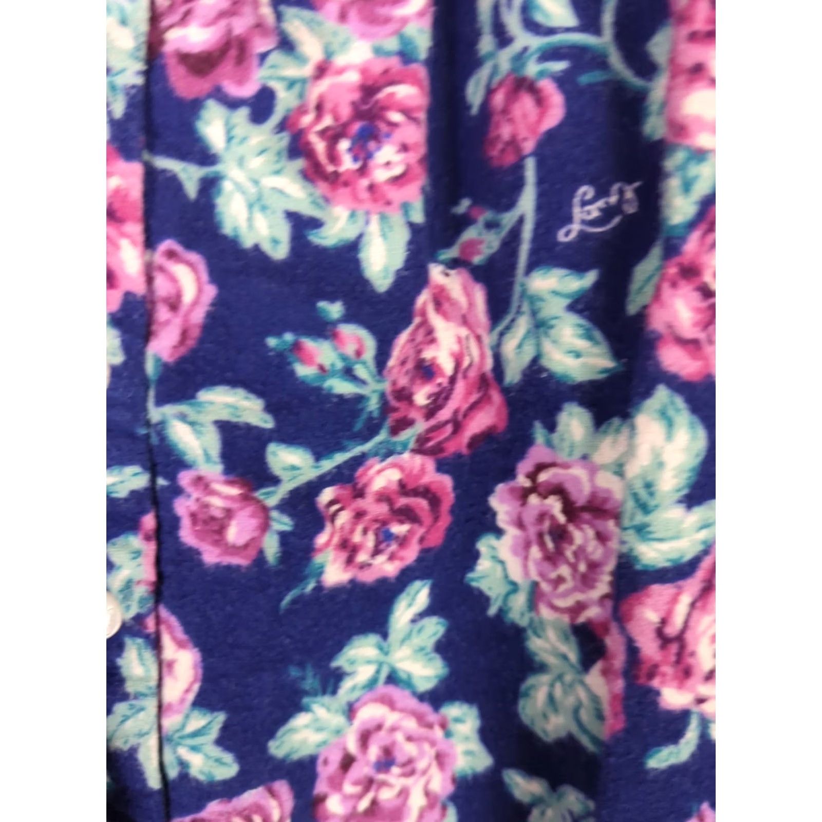 Vintage Lanz of Salzburg Flannel Nightgown 1X Womens Plus Nantucket Rose Floral Long Sleeve Round Button Lace Cotton 100% Nightgown Size ONE SIZE - 3 Thumbnail