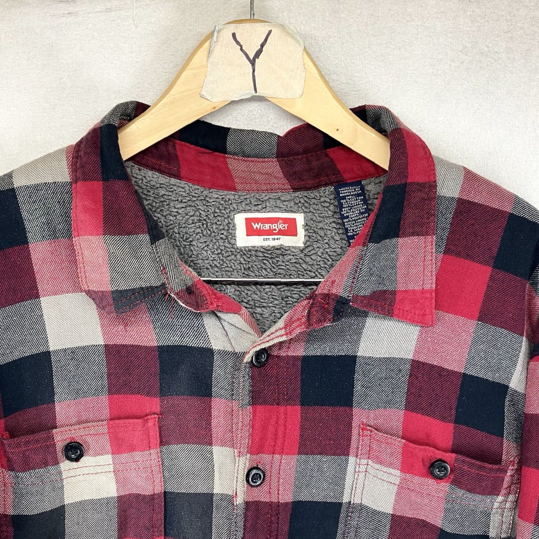 Wrangler VINTAGE Wrangler 3XL Mens Flannel Jacket Shacket Sherpa Lined Pockets 90s Plaid Blue) Size US XXL / EU 58 / 5 - 6 Thumbnail