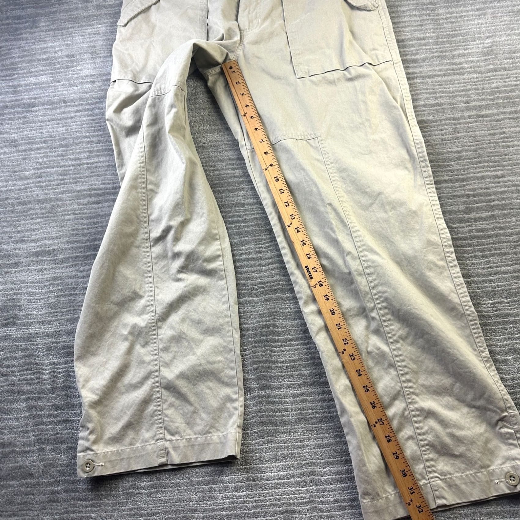 Gap VINTAGE Gap Pants Mens 36x32 Beige Tan Paratrooper Cargo Pants Canvas Cotton Straight Loose 5-Pocket Army Bagladesh 90s Mens Size US 36 / EU 52 - 6 Thumbnail