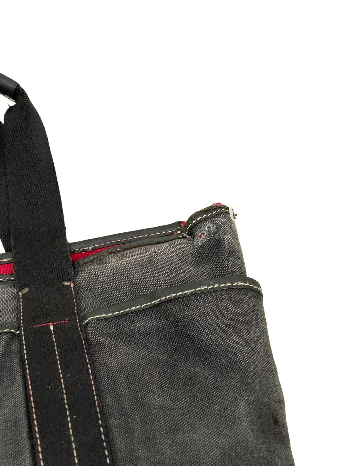 Issey Miyake Issey Miyake Tote Bag Distress Leather Cotton Canvas 3🟩 Size ONE SIZE - 9 Thumbnail