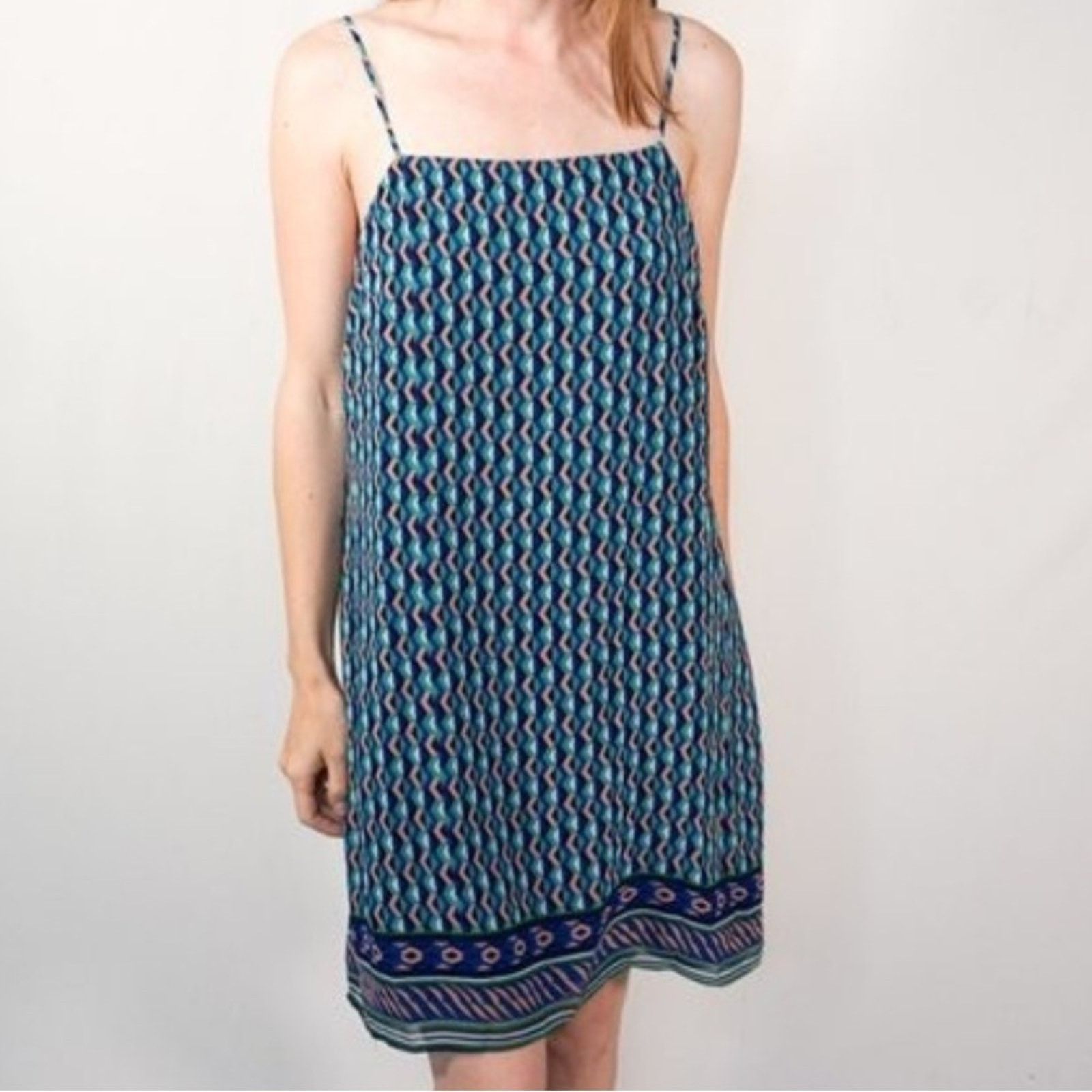 Anthropologie Anthropologie Maeve Silk Geometric Print Mini Slip Dress S Size S / US 4 / IT 40 - 1 Thumbnail