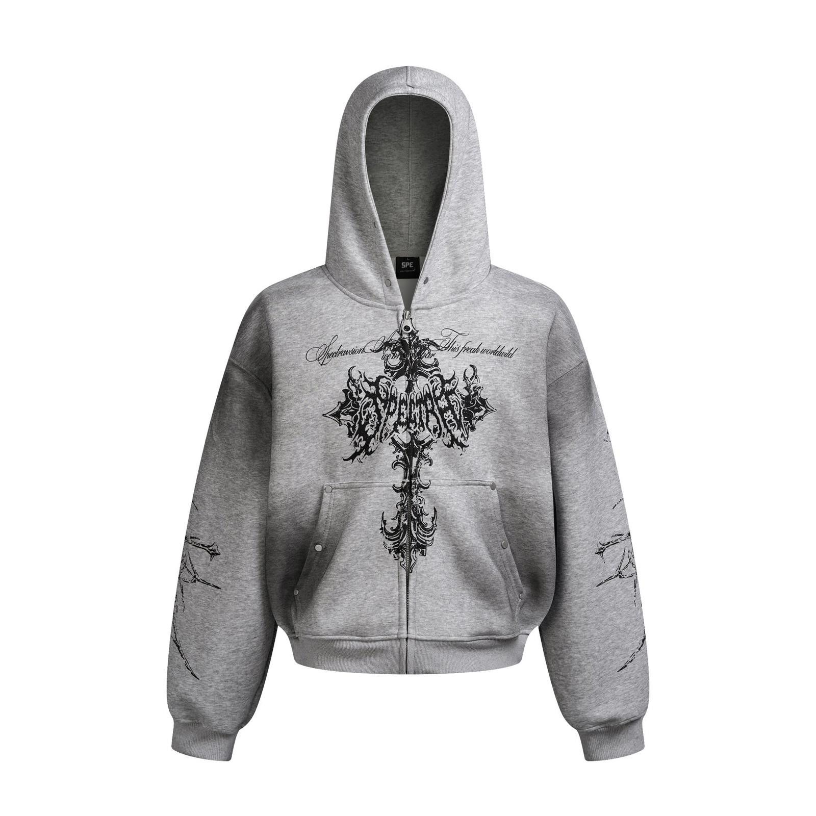 Japanese Brand Gothic Cross Graphic Full Zip Hoodie Size US L / EU 52-54 / 3 - 5 Thumbnail