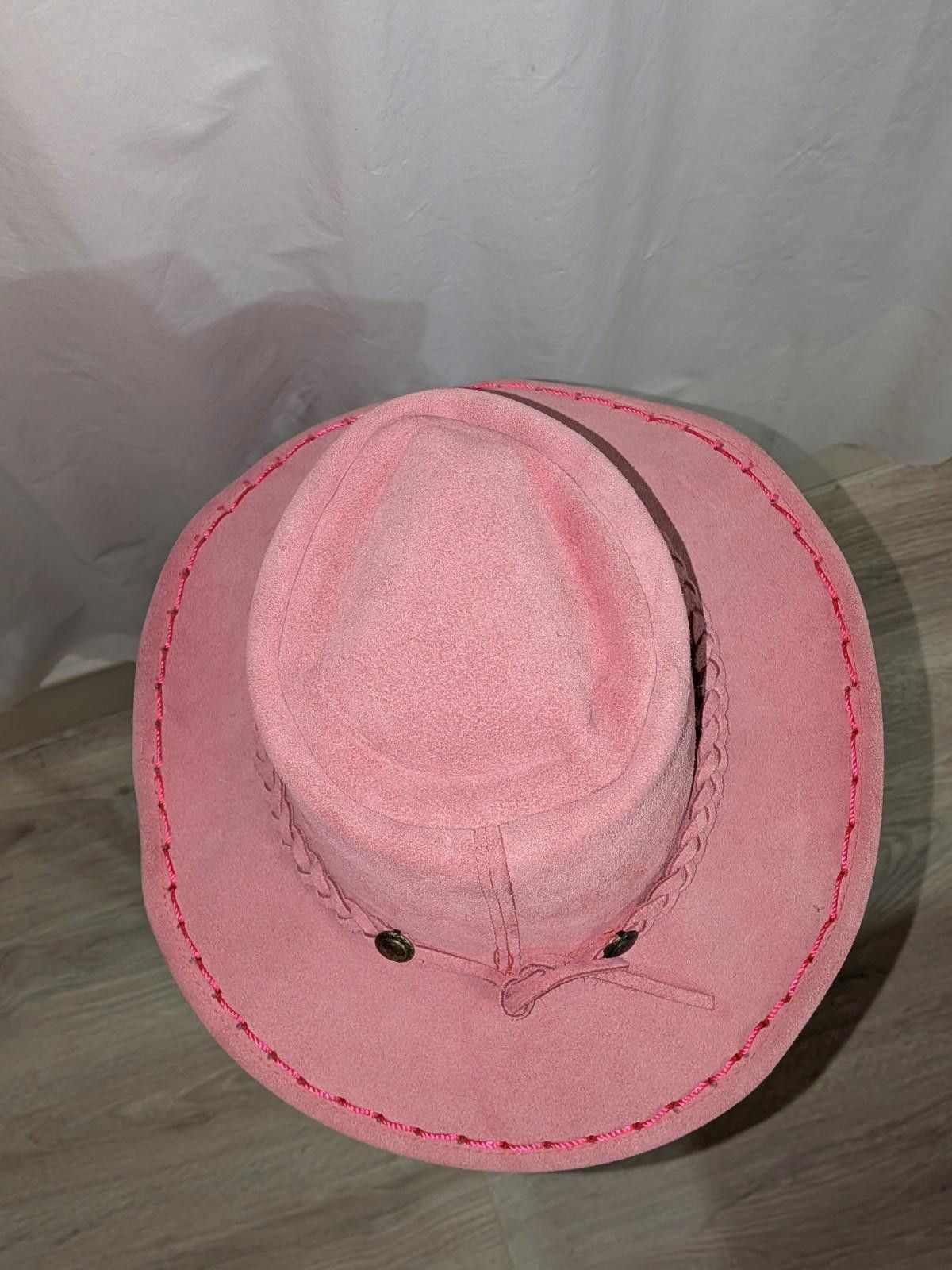 The Unbranded Brand Upcycled Cowgirl Pink Suede Neon UV Reactive Fringe Rave Hat Size ONE SIZE - 5 Thumbnail