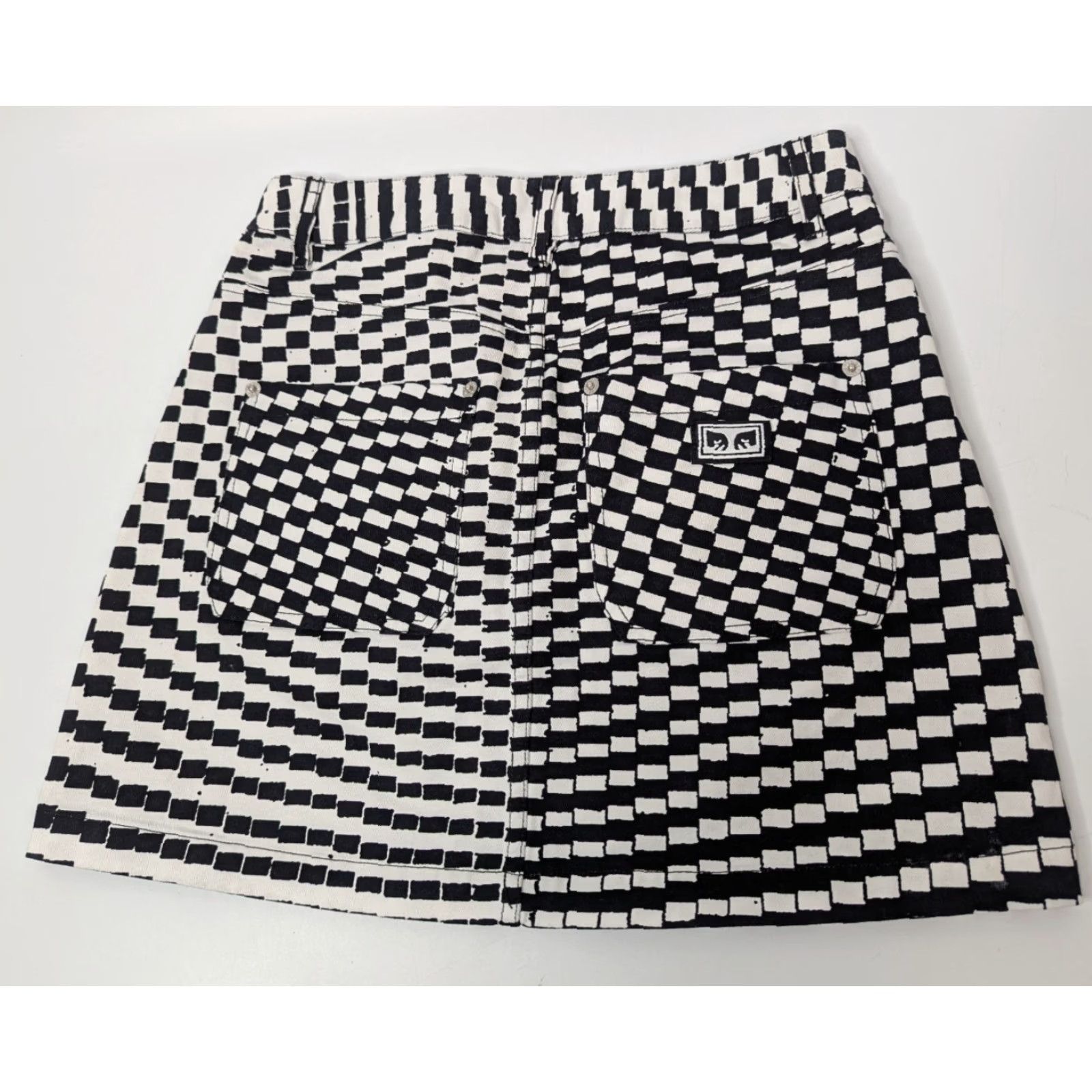 Obey OBEY Black White Checkered Skirt Women's 25 Punk Grunge Emo Skate Hesh Mini Size 42" / US 20 - 2 Thumbnail