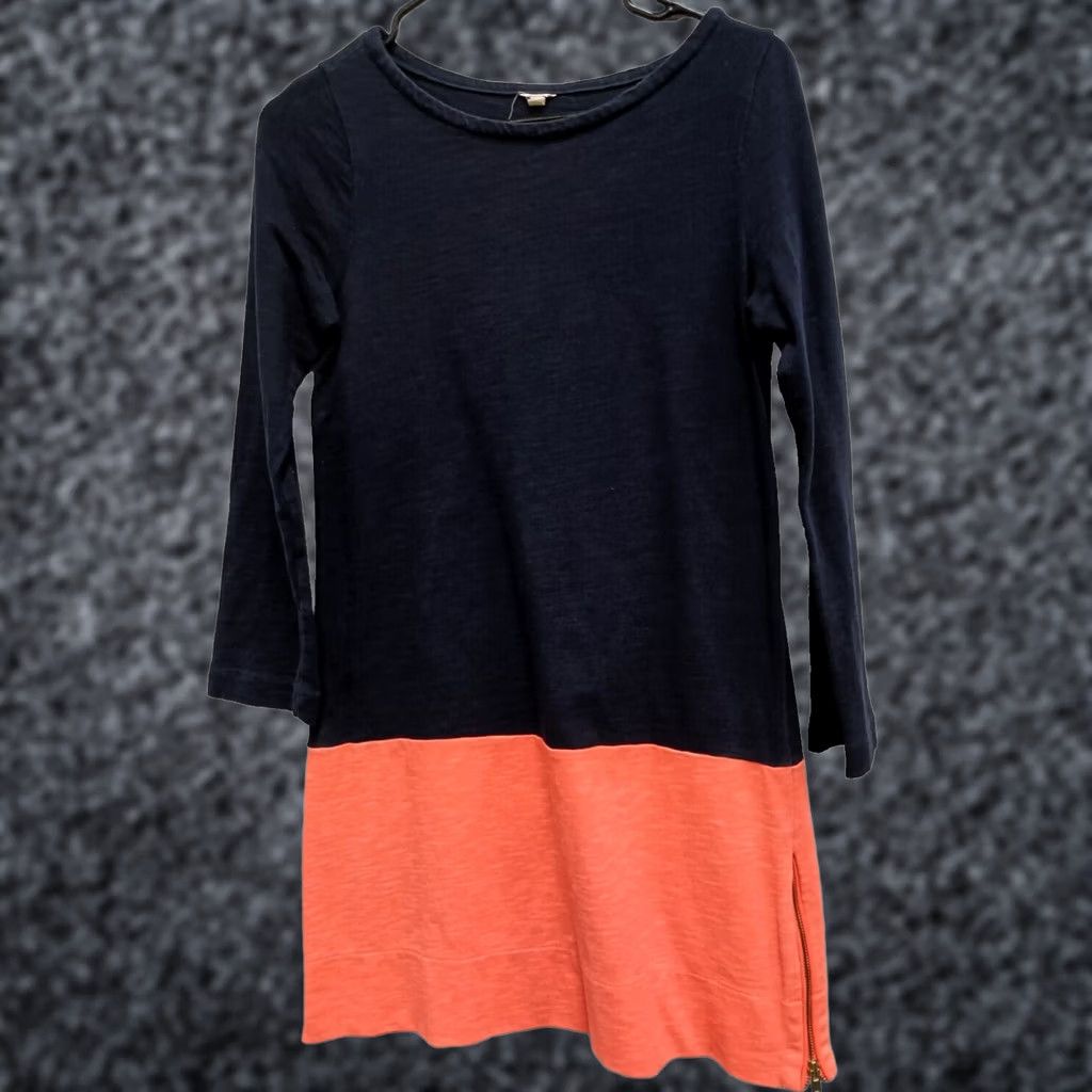 J.Crew J. Crew Dress Shift XS Navy Orange Colorblock Long Sleeve Zip Hem Preppy Womens Size XS / US 0-2 / IT 36-38 - 1 Thumbnail