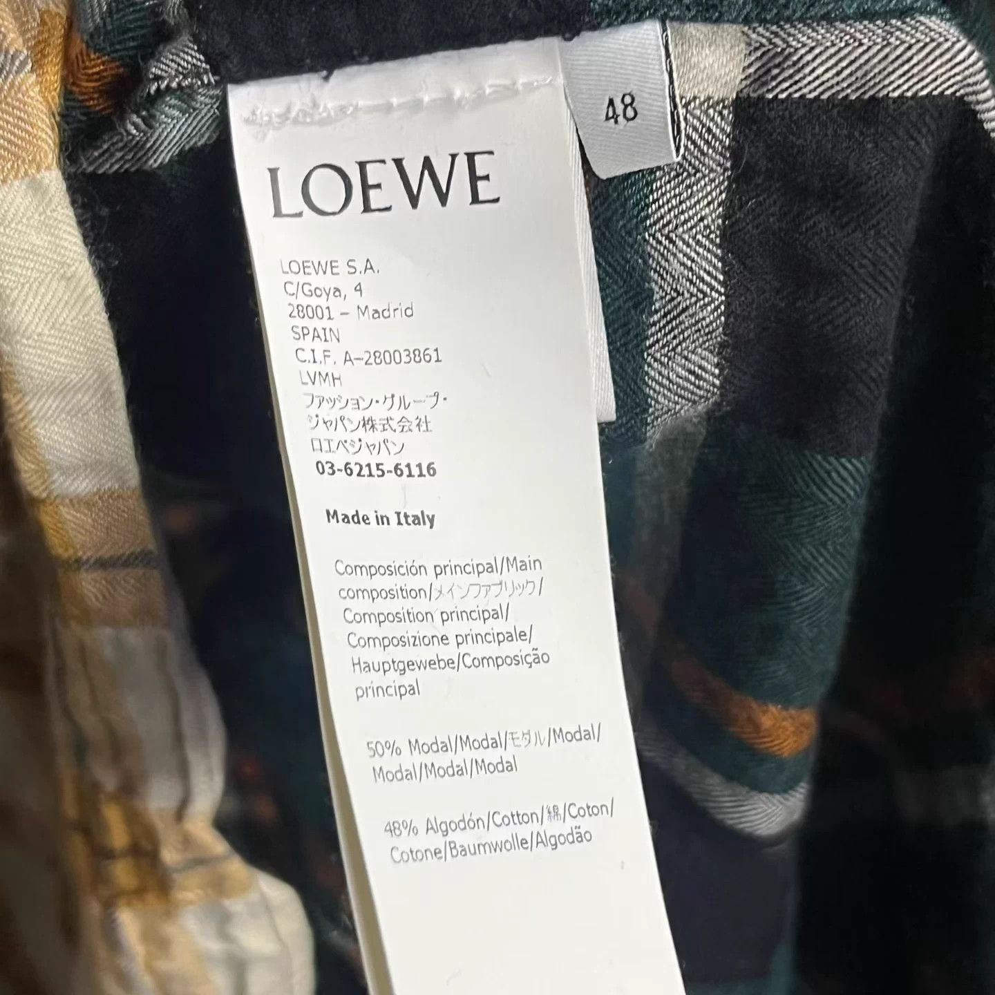 Loewe LOEWE emerald tartan embroidered blend long-sleeve shirt Size US M / EU 48-50 / 2 - 4 Thumbnail