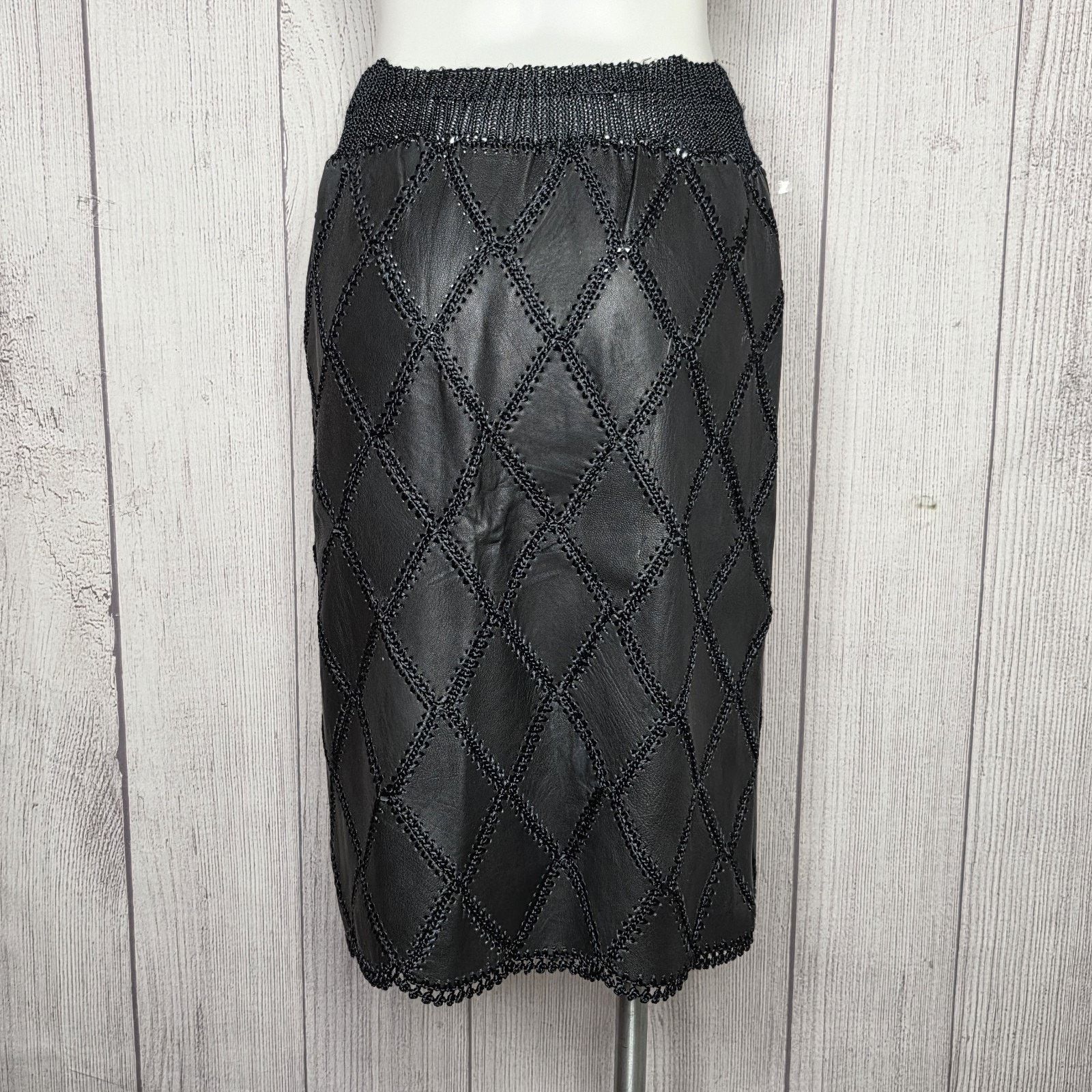 Vintage VTG Leather Argyle Patchwork Batwing Top & Midi Skirt Set Size S / US 4 / IT 40 - 9 Thumbnail