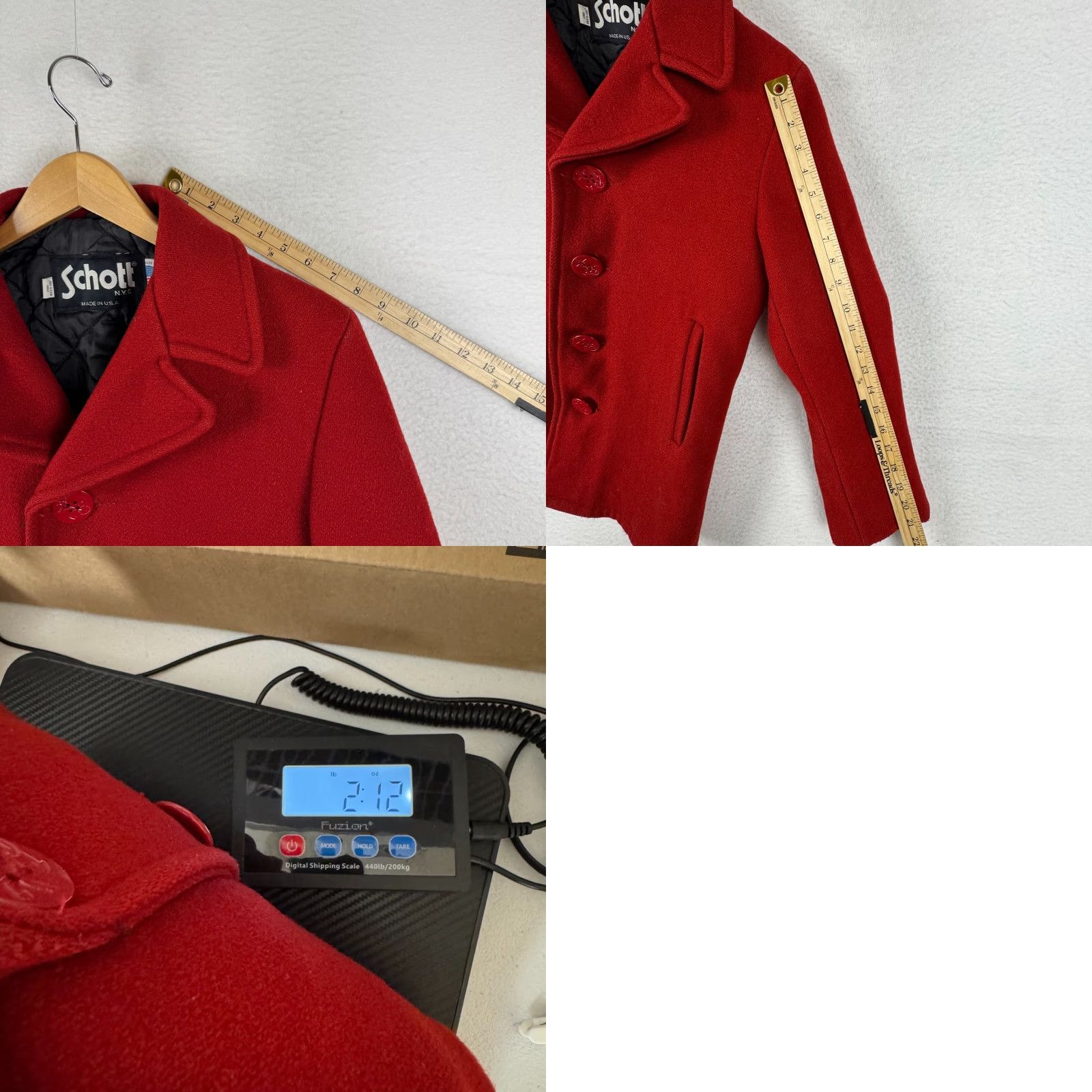 Schott VINTAGE SCHOTT MEN'S Coat Pea Jacket Sailor Red Wool 36 Single Breasted Anchor Buttons Navy Lined Winter Fall Mens Size US XXS / EU 40 - 9 Thumbnail