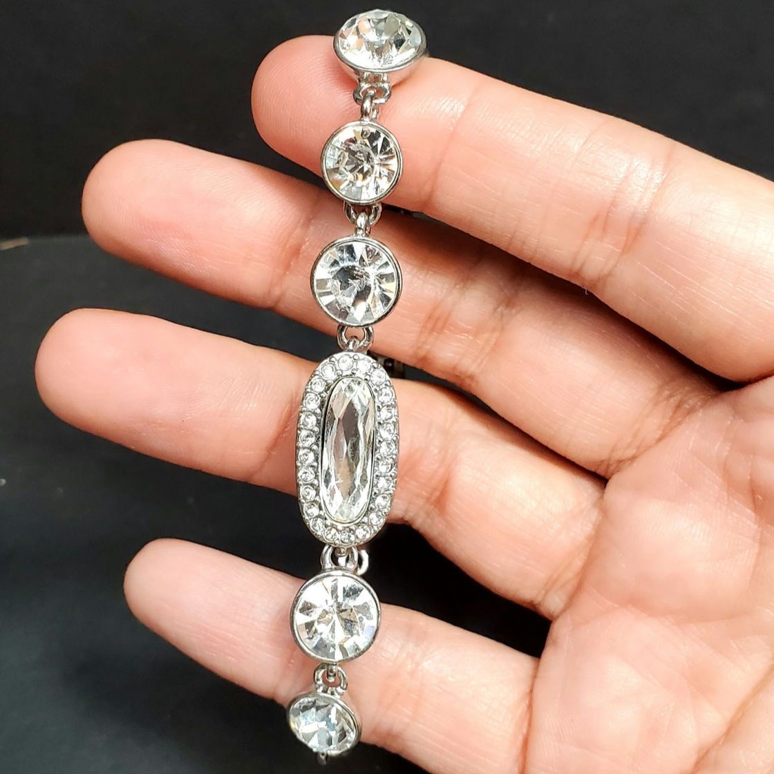Givenchy Givenchy Clear Rhinestone Silver Tone Bracelet 7" Signed Vtg Size ONE SIZE - 1 Thumbnail